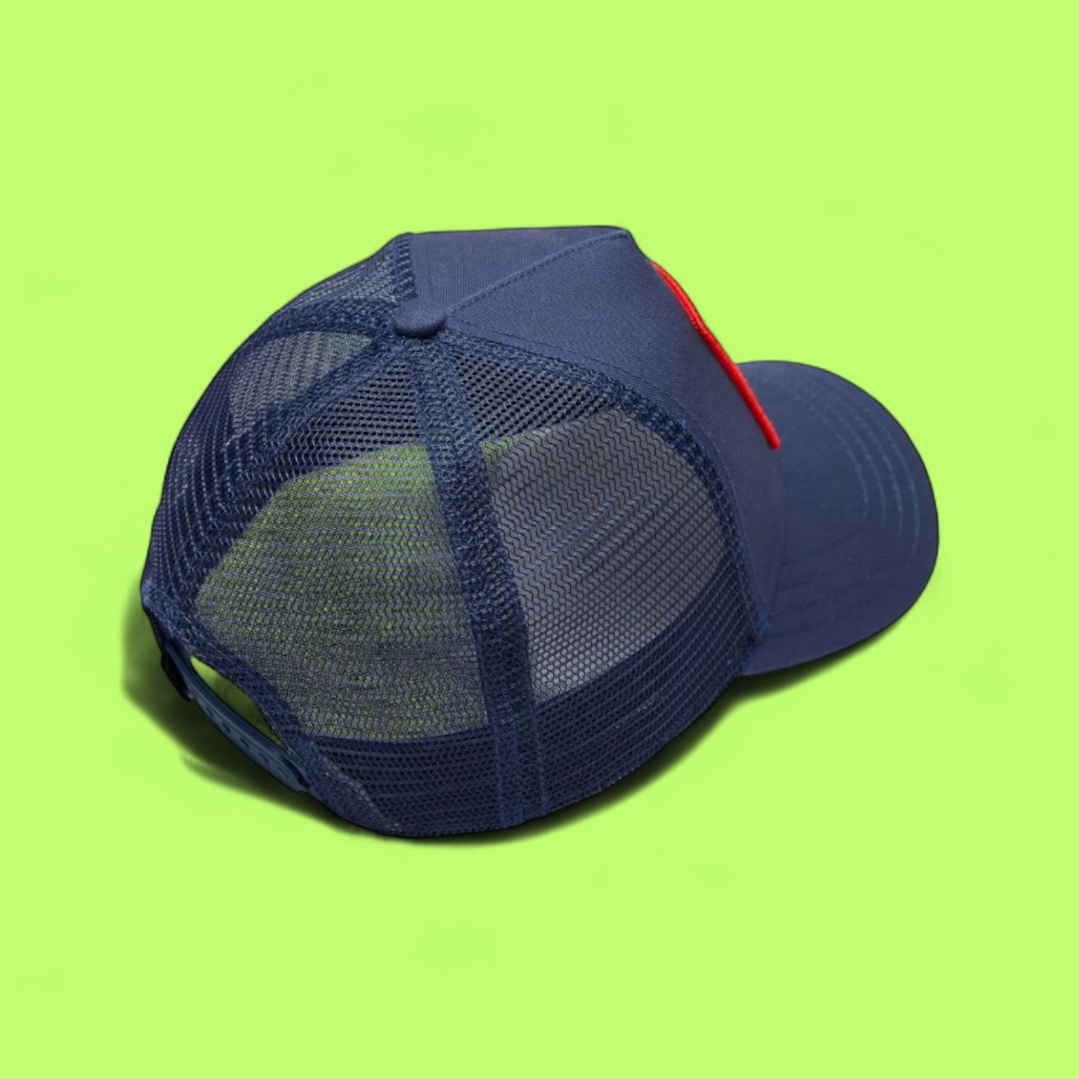 NAVY TRUCKER CAP WITH CRACKIN CRAB EMBROIDERY PATCH
