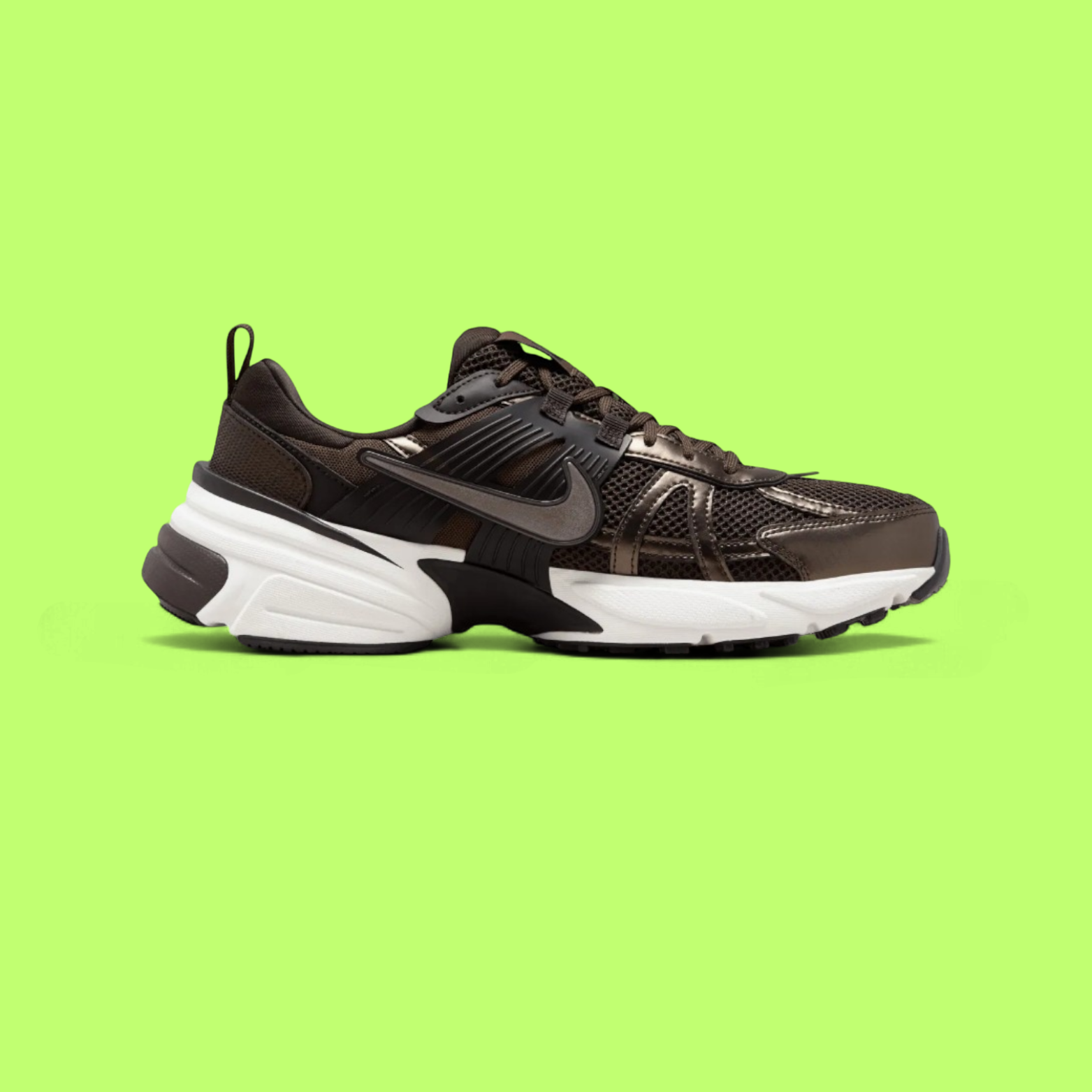 NIKE V2K RUN MEN'S BROWN MESH AND LEATHER RETRO RUNNING QRT