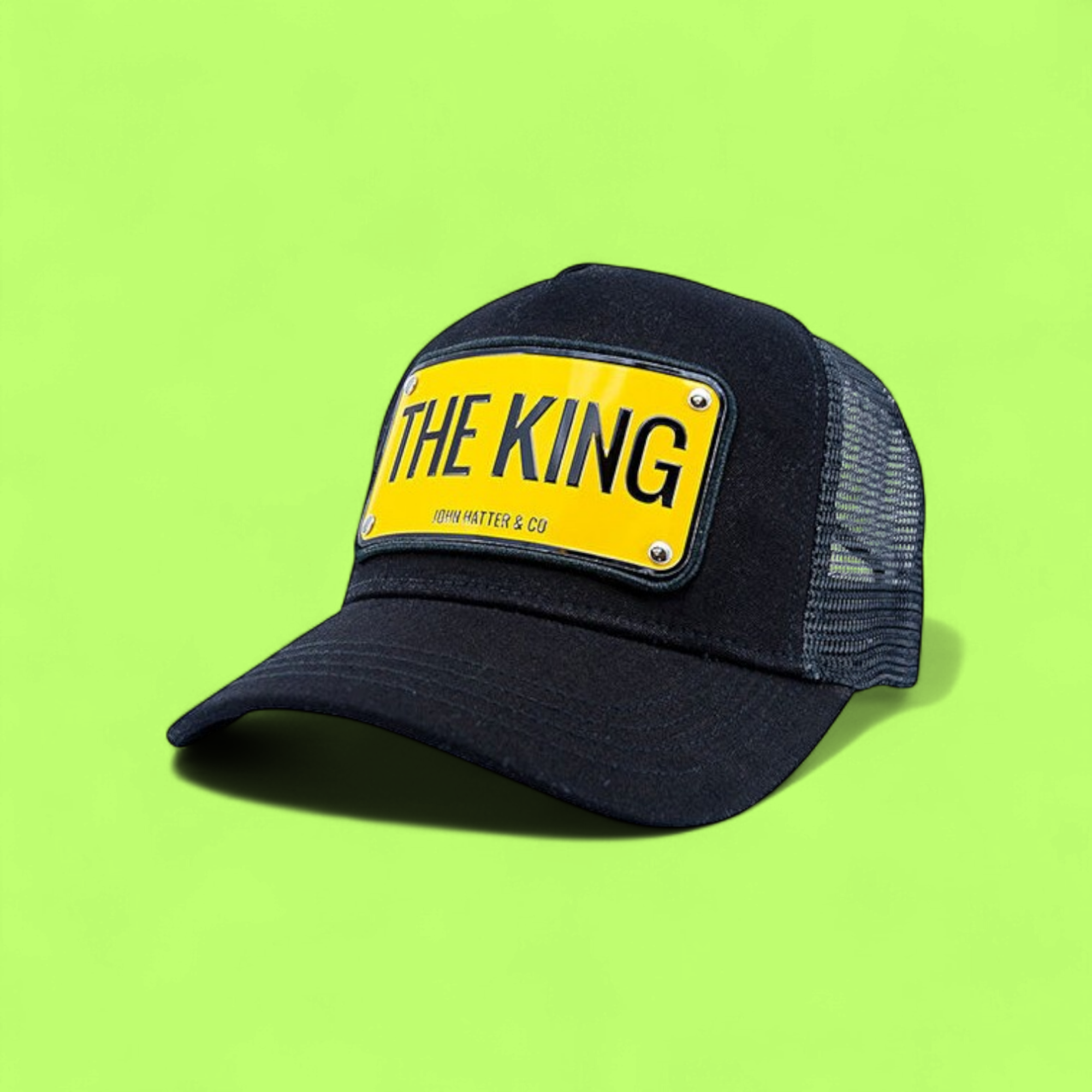 JOHN HATTER BLACK MESH BASEBALL CAP WITH THE KING LOGO PLATE