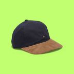 TOMMY HILFIGER NAVY BLUE CAP WITH BROWN SUEDE VISOR EMBROIDERY