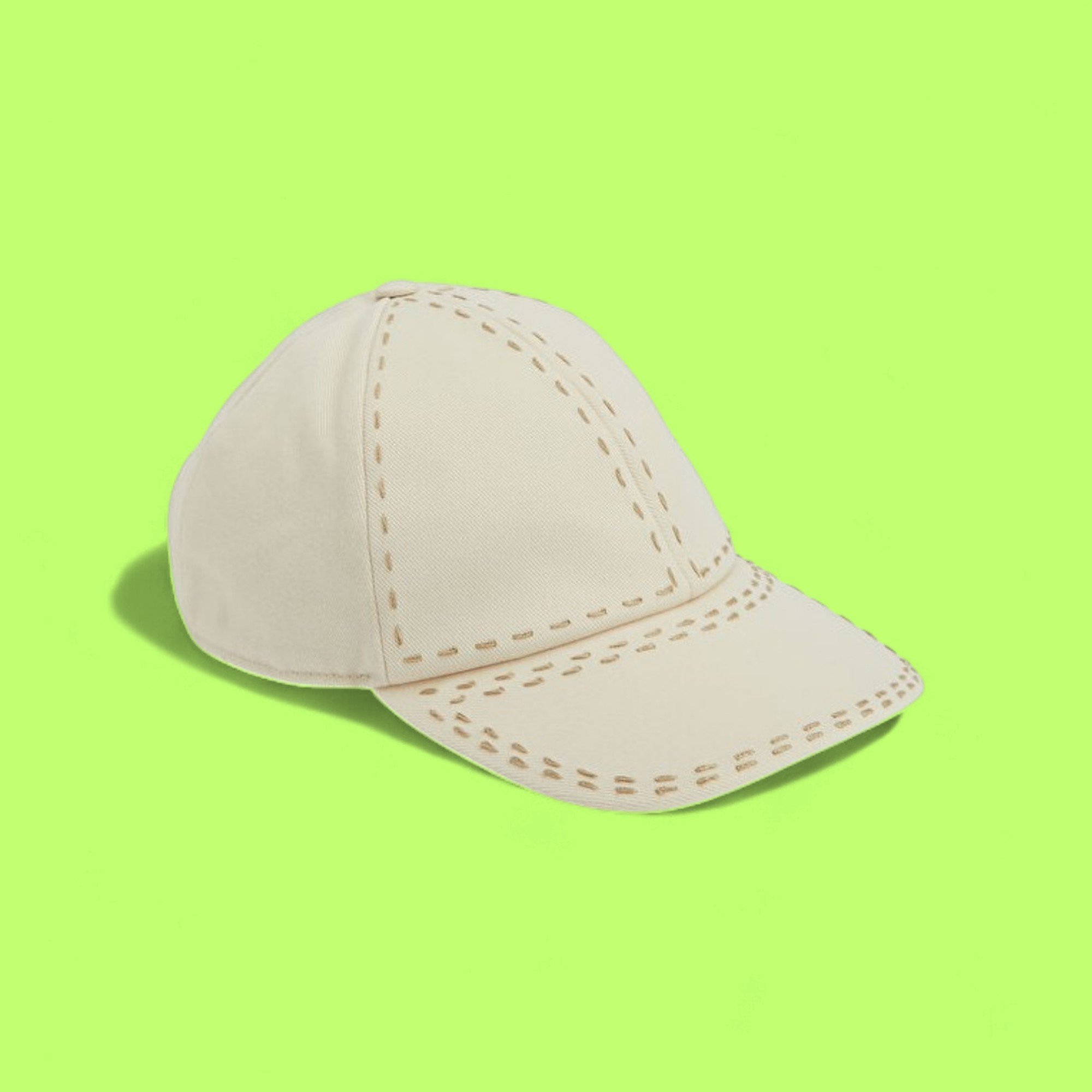 JACQUEMUS CREAM BASEBALL CAP WITH DECORATIVE STITCH DETAILS