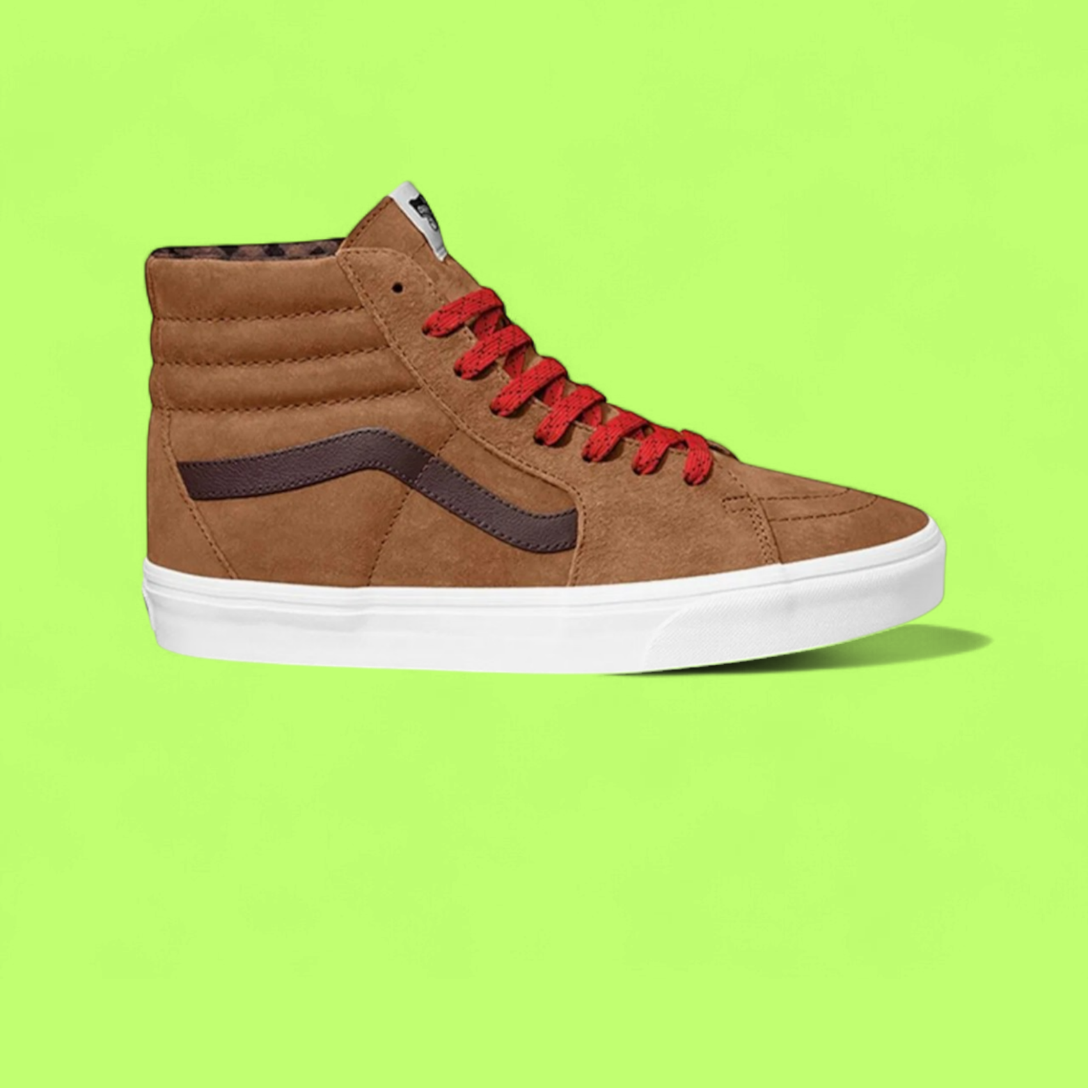 VANS HIGH BROWN SUEDE RED LACES STREET STYLE SHOES CWCD