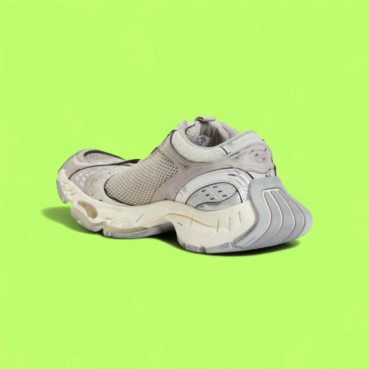 BALENCIAGA RUNNER DISTRESSED WHITE GREY MESH LEATHER SNEAKERS