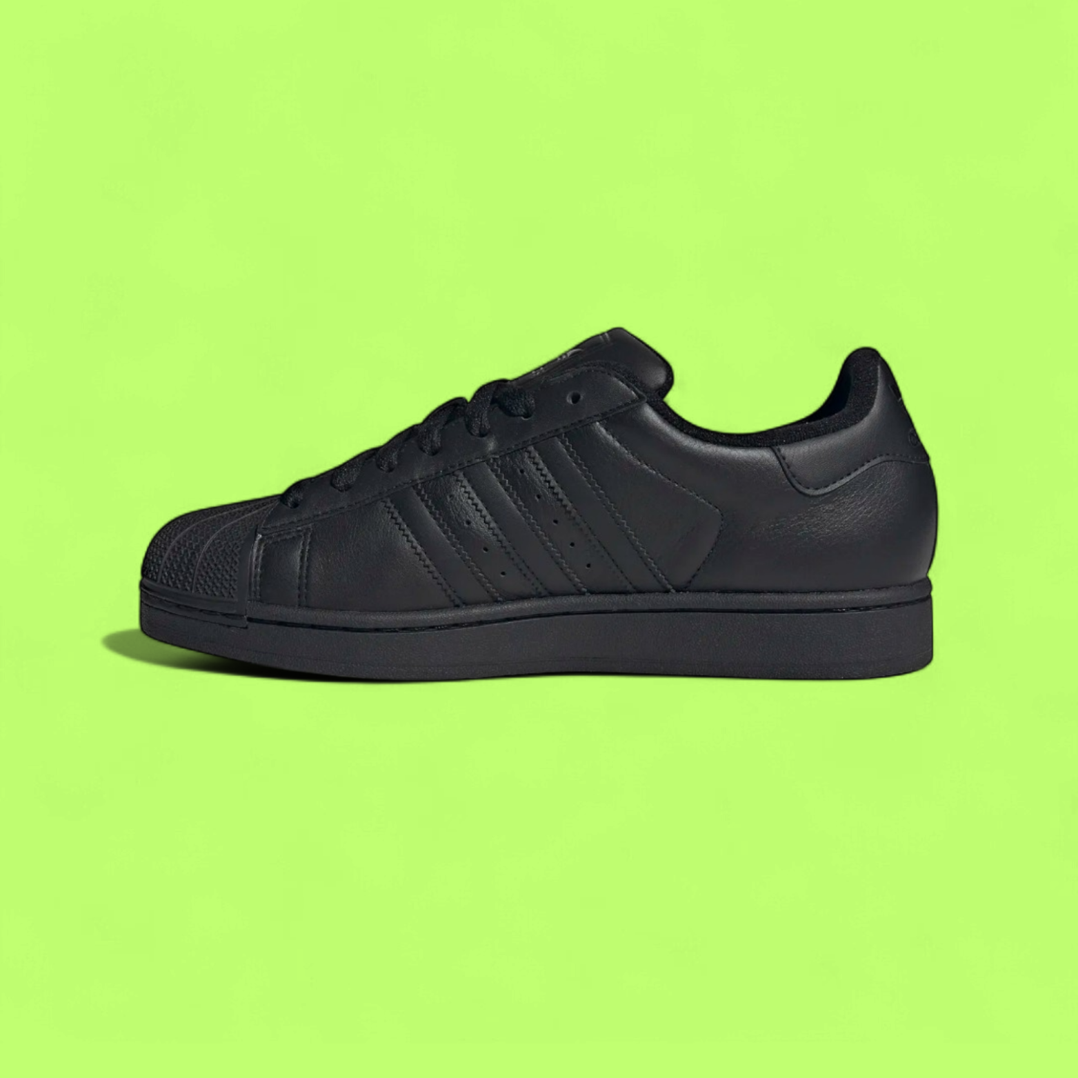 ADIDAS SUPERSTAR II UNISEX BLACK LEATHER CLASSIC CASUAL SNEAKERS