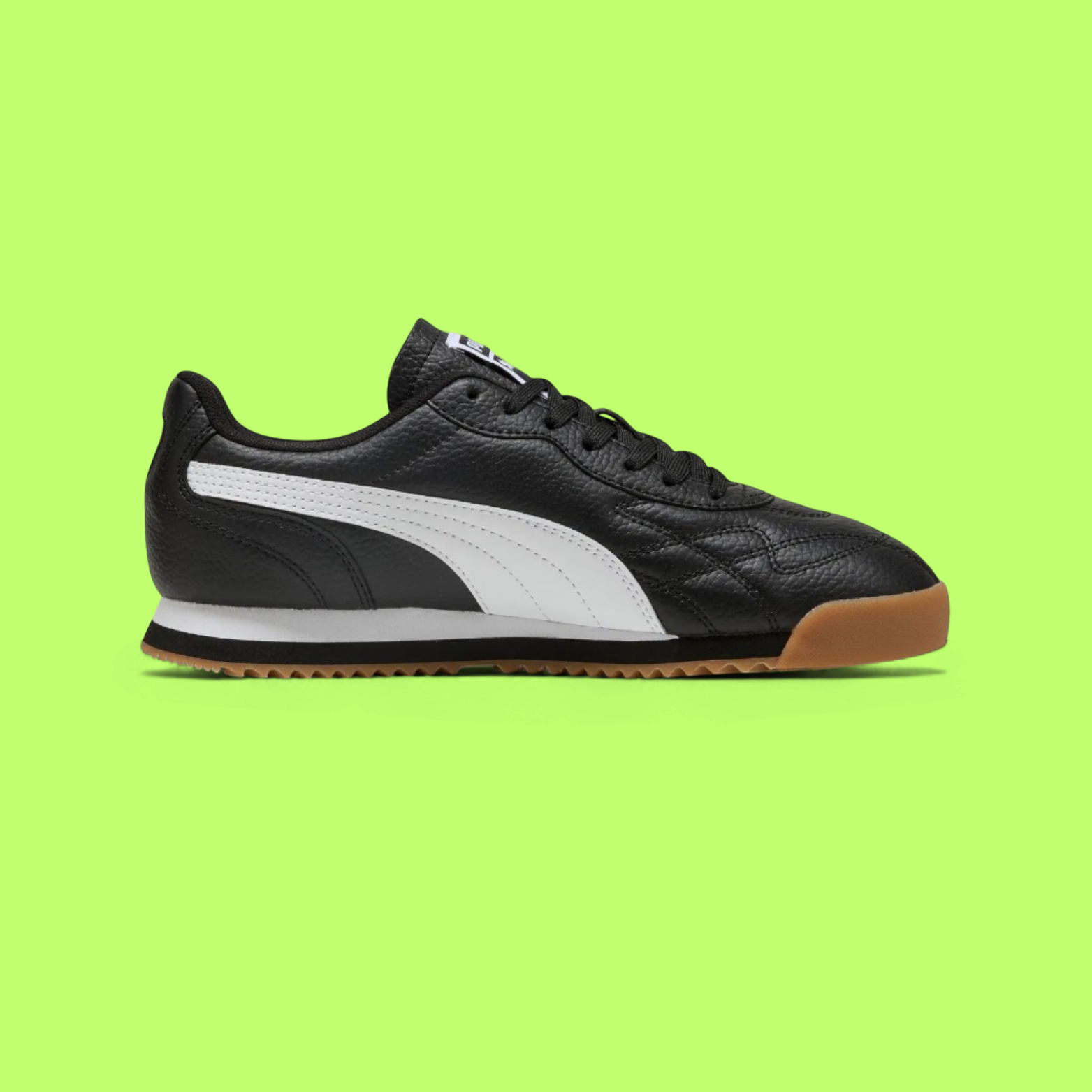 PUMA ROMA ANNIVERSARIO MEN'S BLACK LEATHER RETRO CASUAL SNEAKERS