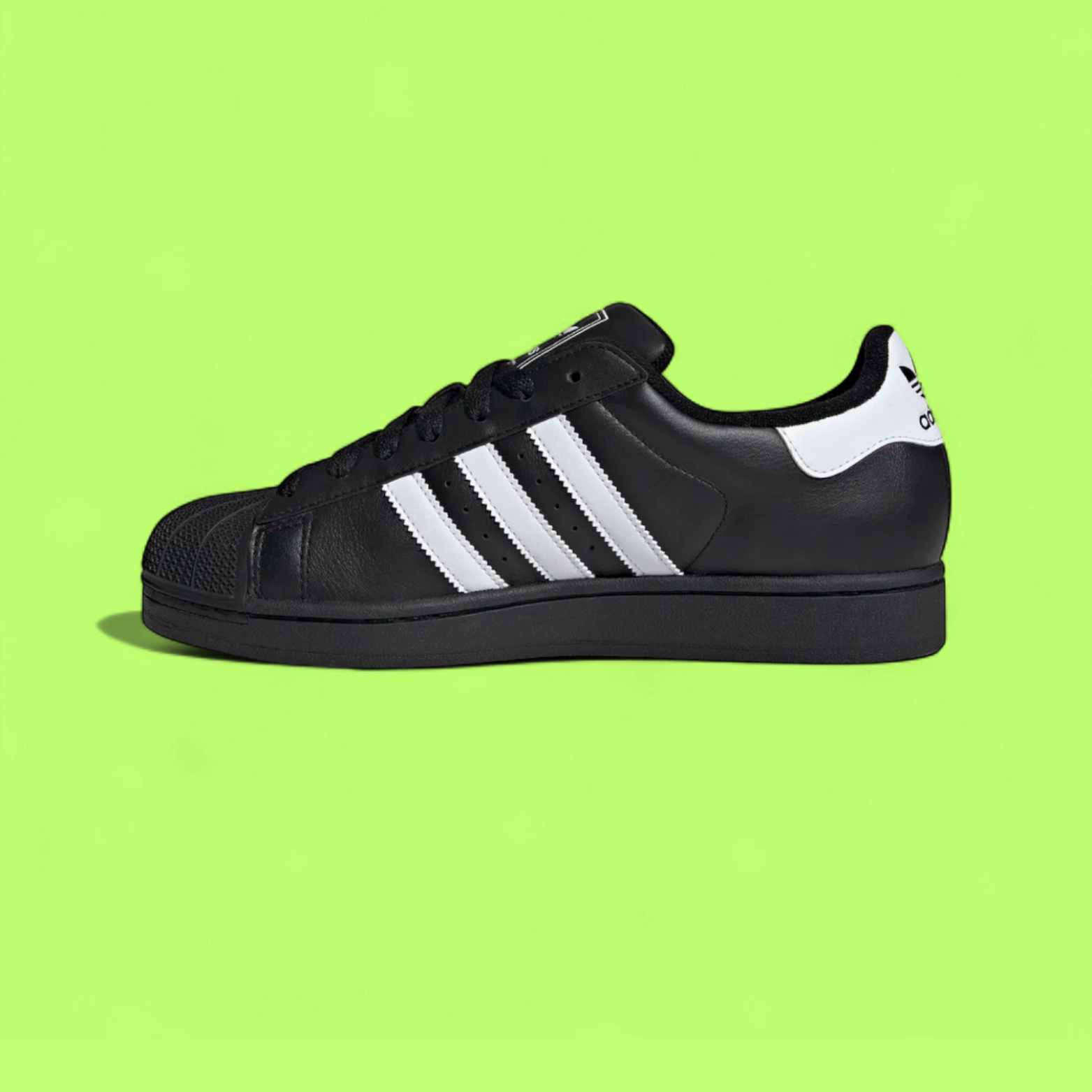 ADIDAS SUPERSTAR BLACK WHITE LEATHER CLASSIC SHOES CWCD