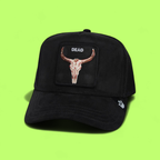 DEAD SKULL PATCH BLACK TRUCKER HAT WITH DARK WESTERN STYLE