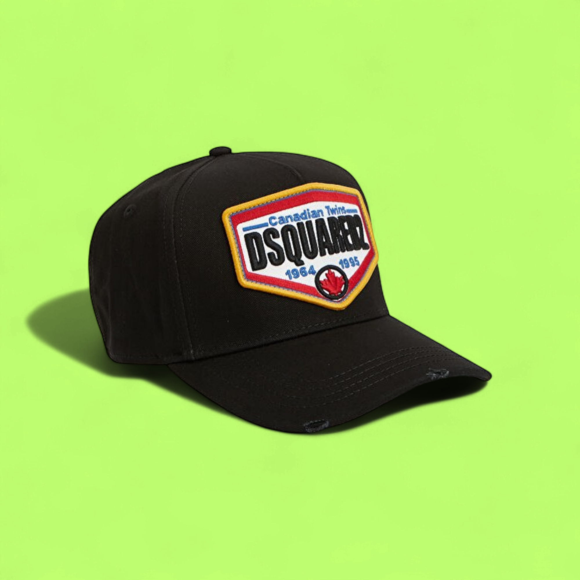 BLACK CAP WITH MULTICOLOR EMBROIDERED FRONT PATCH DESIGN