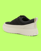 MONCLER BLACK WHITE PLATFORM LEATHER LOW TOP SNEAKERS CWCD