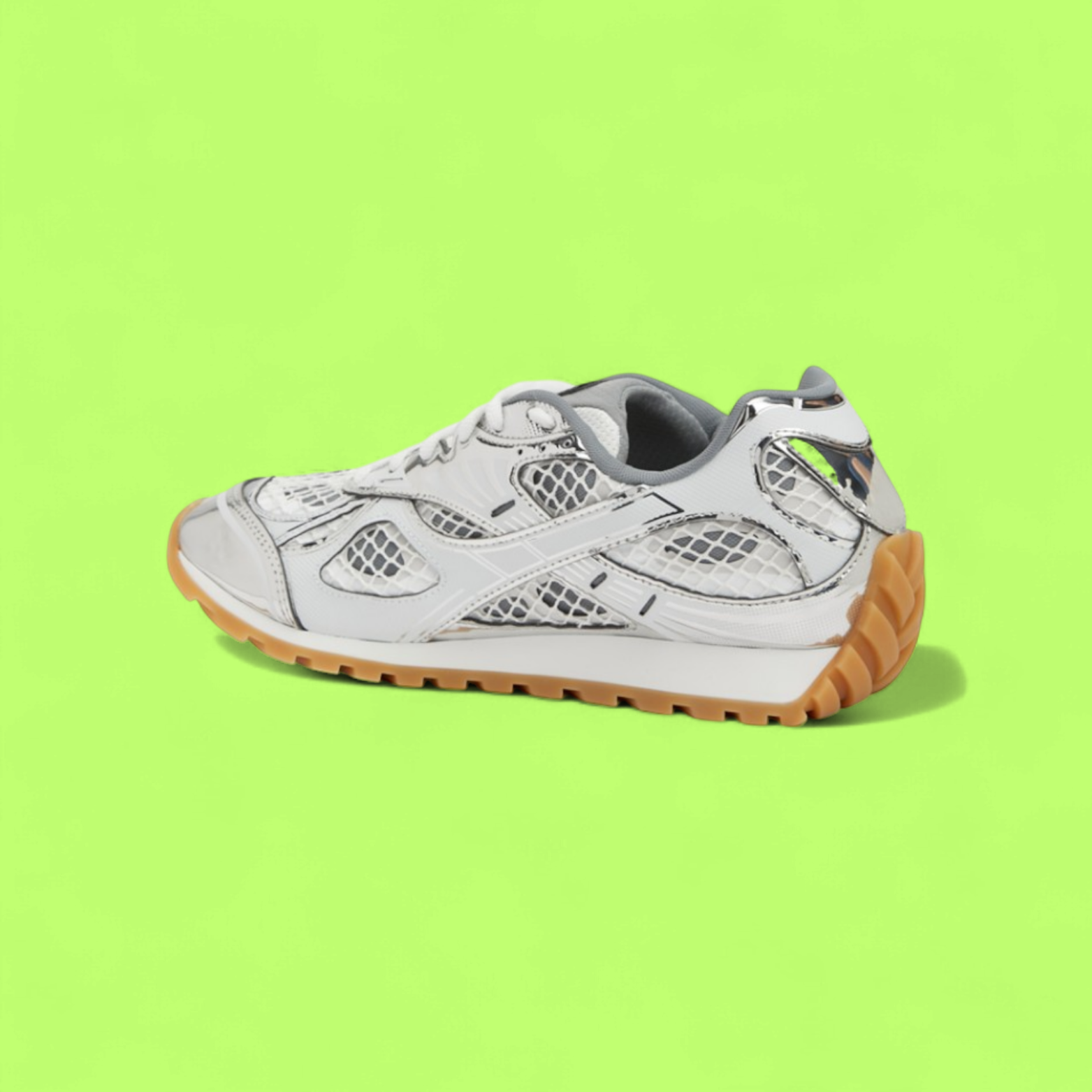 BOTTEGA VENETA SPEEDSTER WHITE GREY GUM SOLE RUNNER SNEAKERS