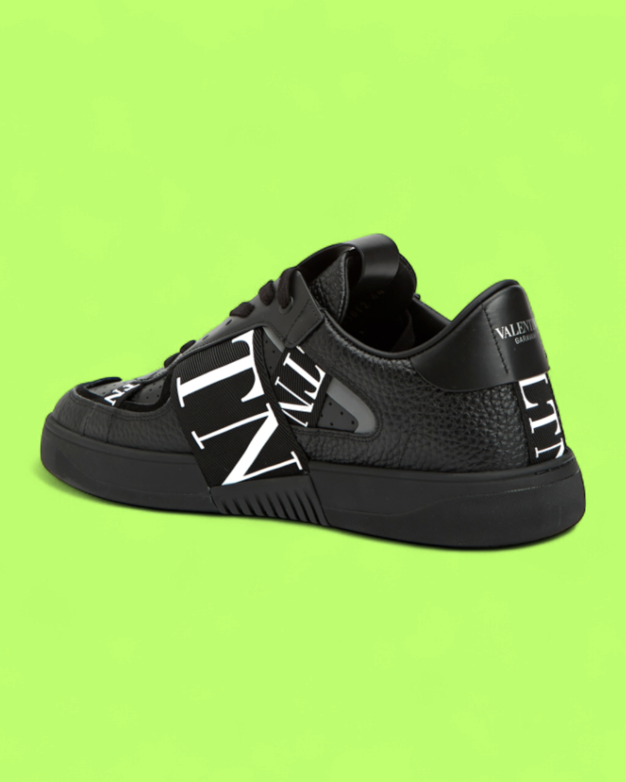 VALENTINO GARAVANI BLACK VLTN LOGO LEATHER LUXURY SNEAKERS