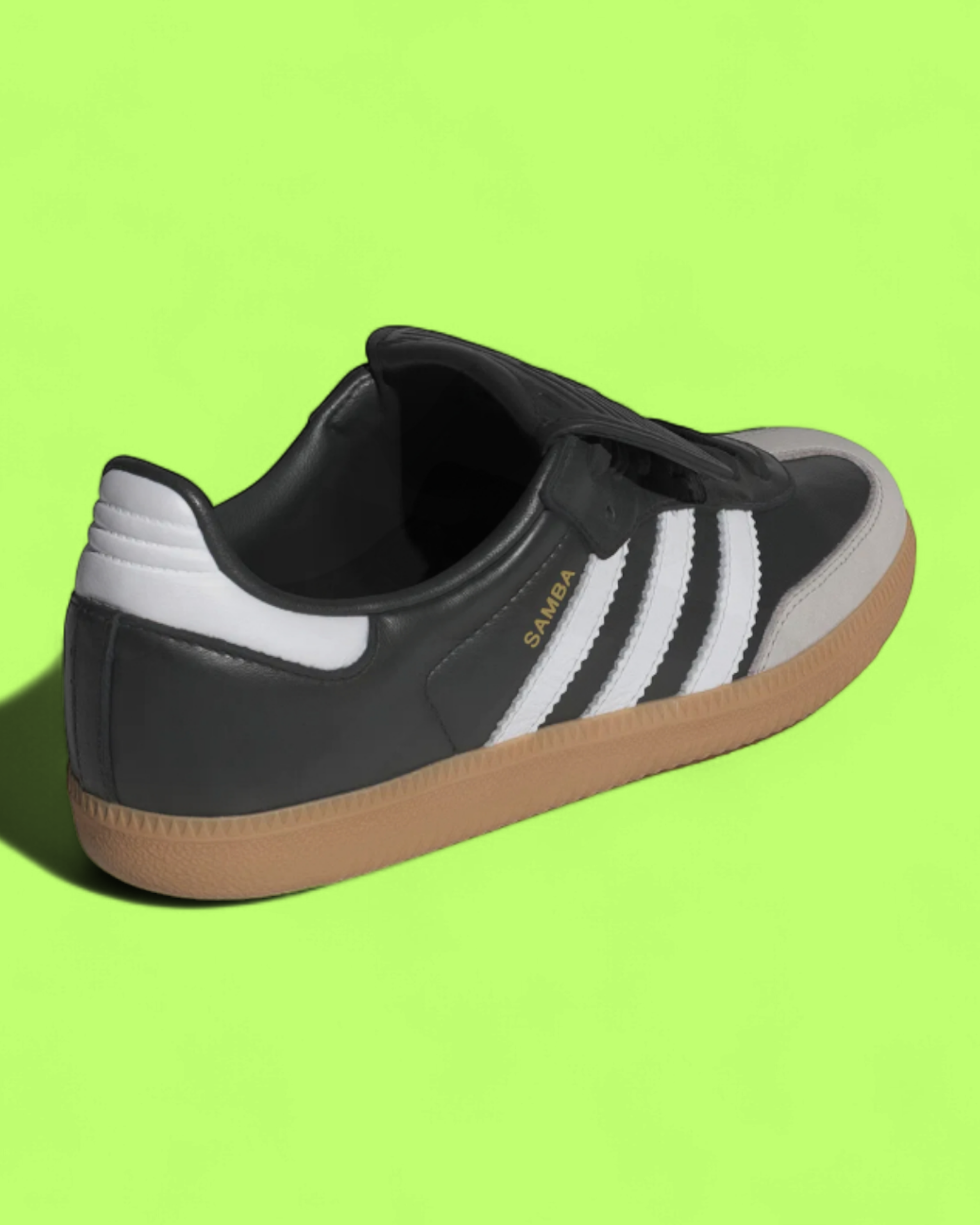ADIDAS SAMBA BLACK WHITE GREY LEATHER GUM SOLE CLASSIC CWCD