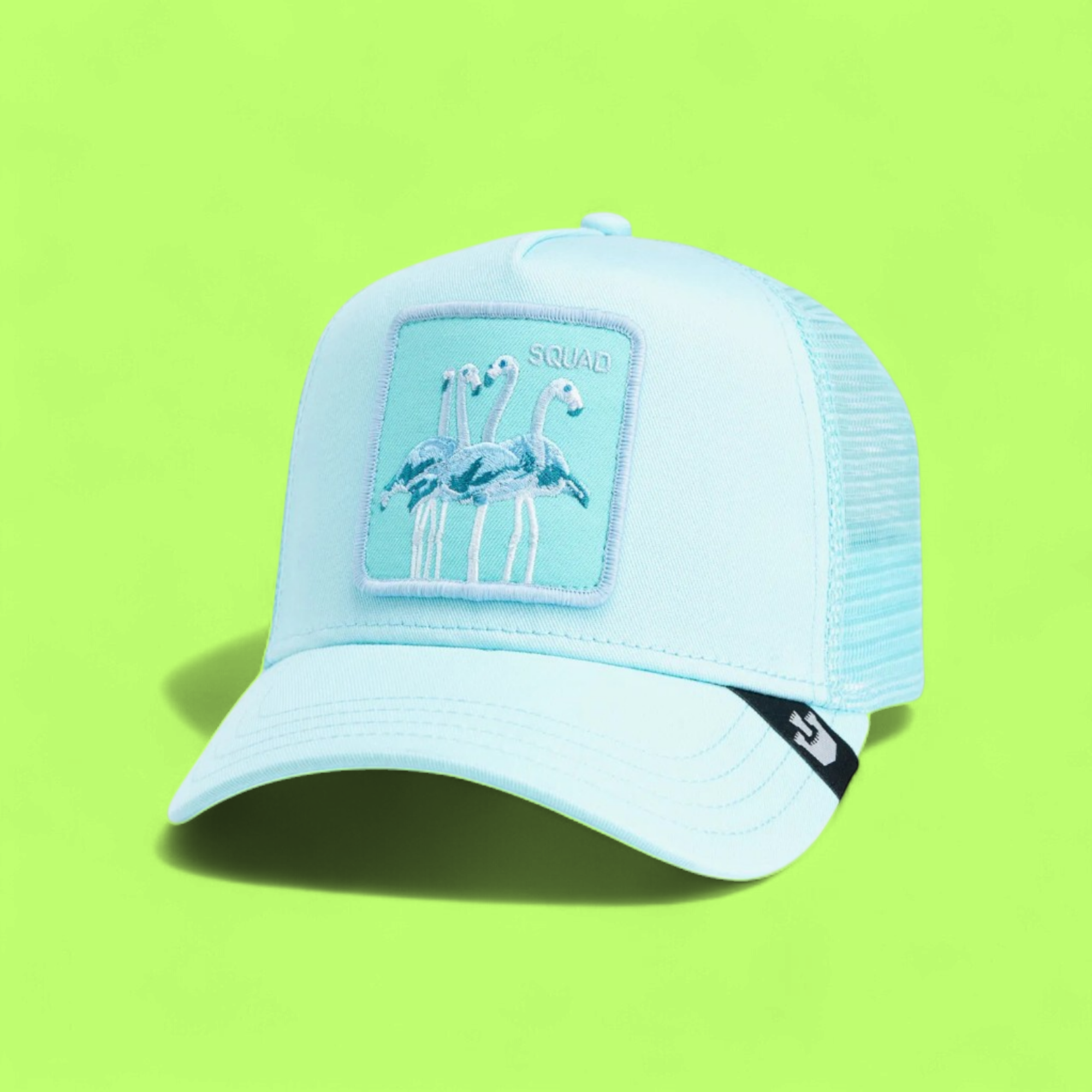 SQUAD FLAMINGO LIGHT BLUE TRUCKER HAT EMBROIDERED CWCD