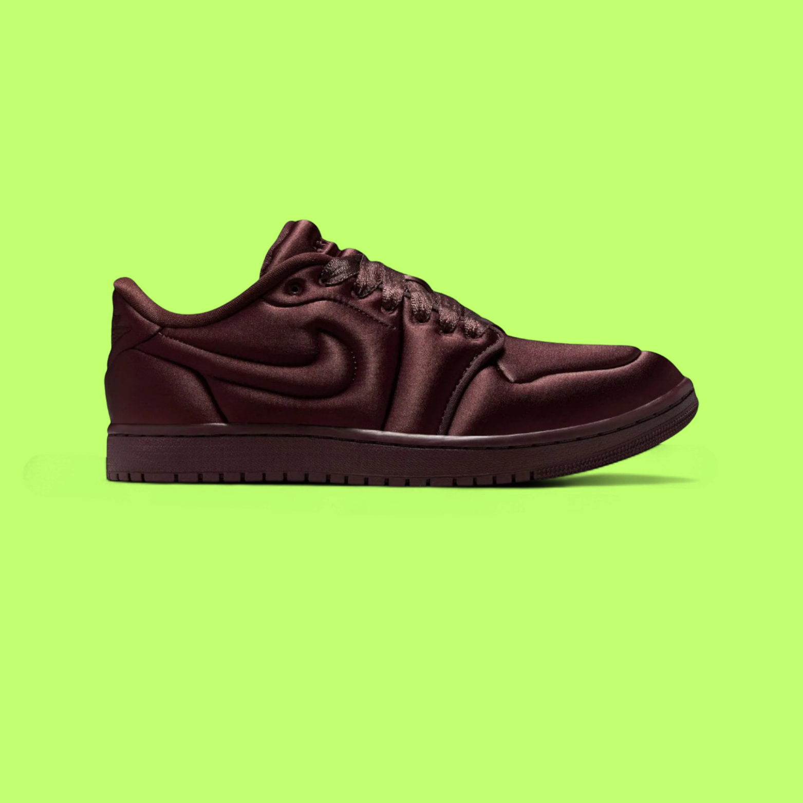 NIKE AIR JORDAN 1 LOW SATIN BURGUNDY RED LUXURY SNEAKERS