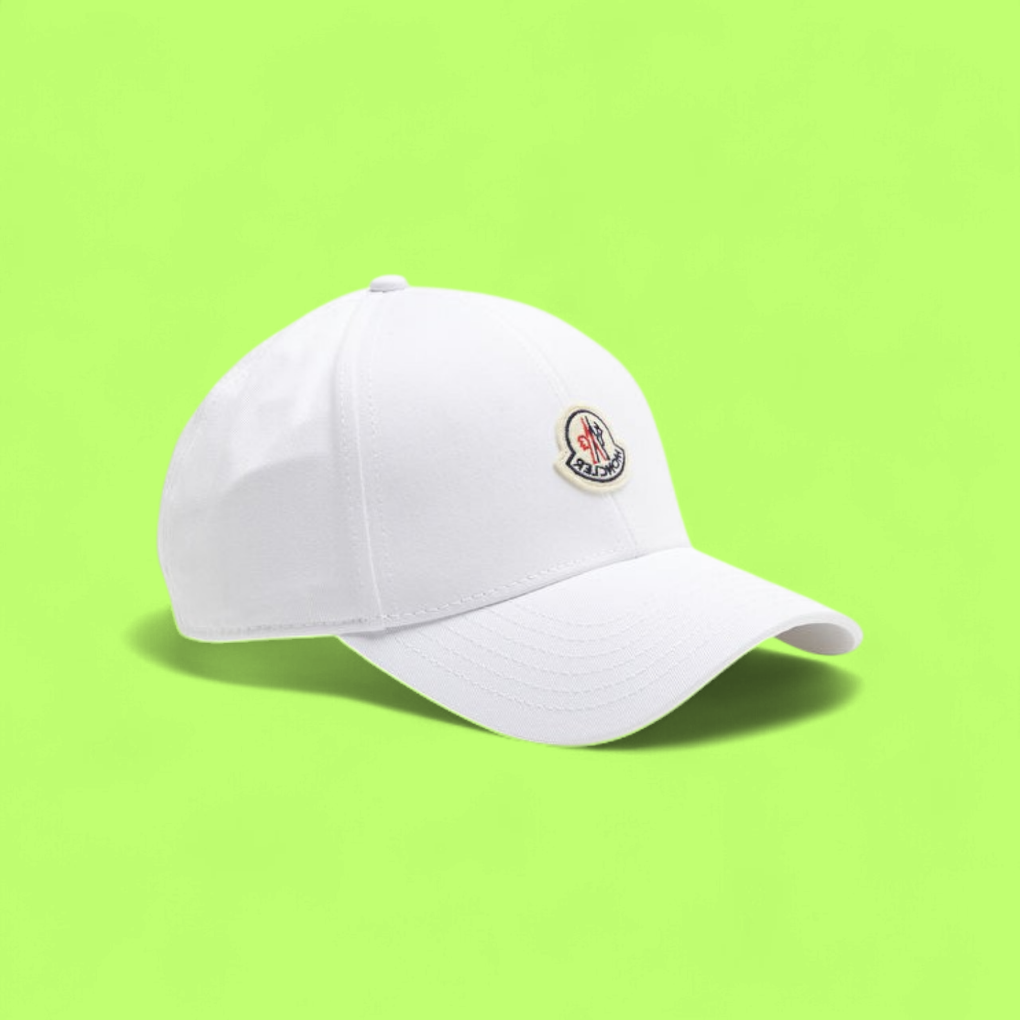 WHITE MONCLER BASEBALL CAP WITH EMBROIDERED LOGO AND STRAP
