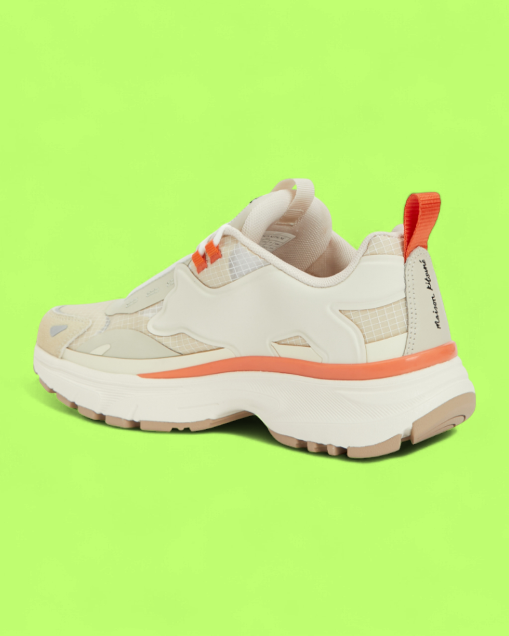 MAISON KITSUNE BEIGE ORANGE TRAIL RUNNER CHUNKY SOLE SNEAKERS