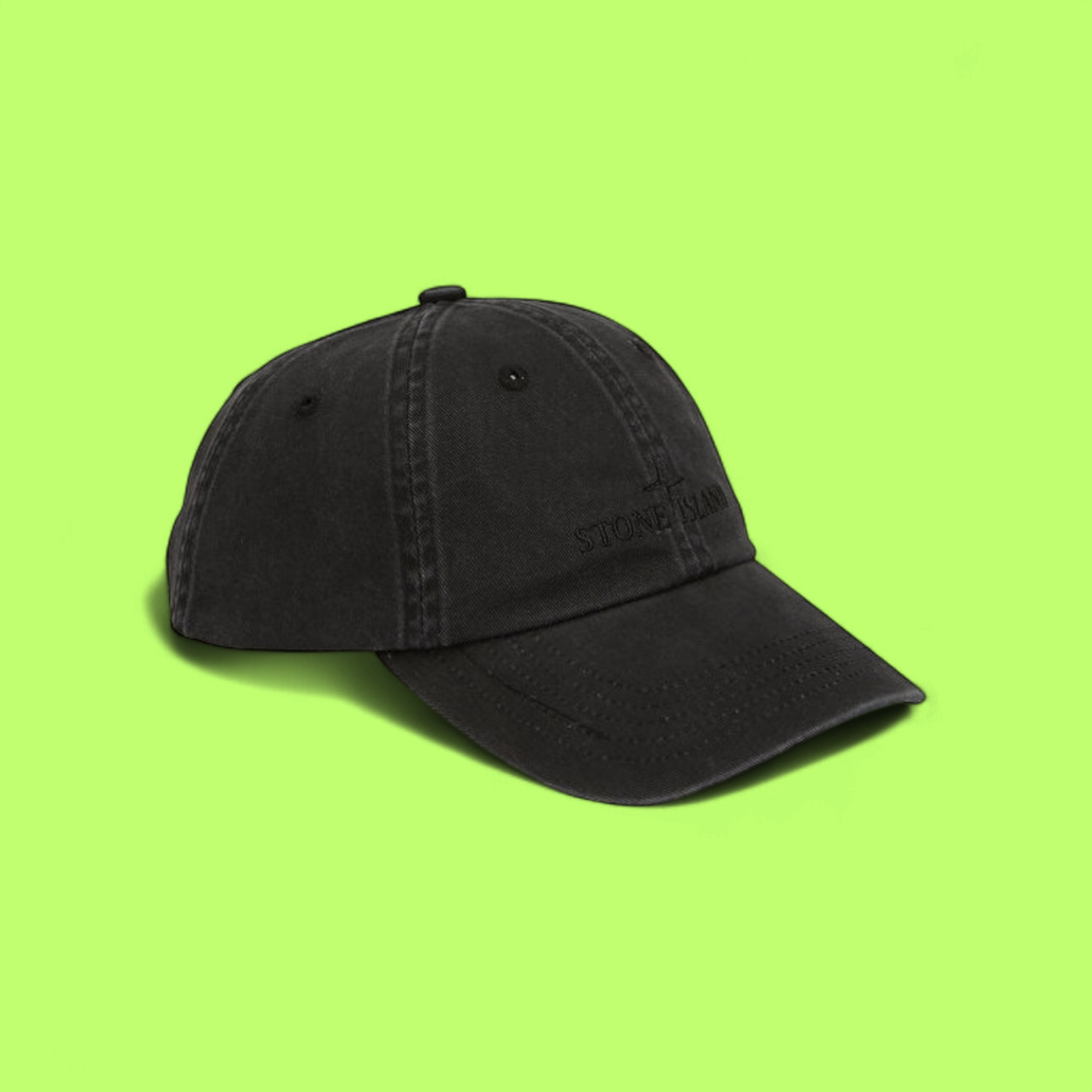 STONE ISLAND BLACK CAP WITH TONAL EMBROIDERED LOGO CWCD