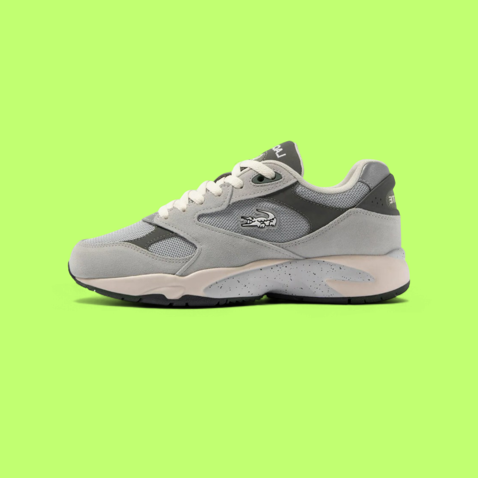 LACOSTE STORM 96 LO VINTAGE MEN'S GREY RETRO RUNNING STYLE SNEAKERS