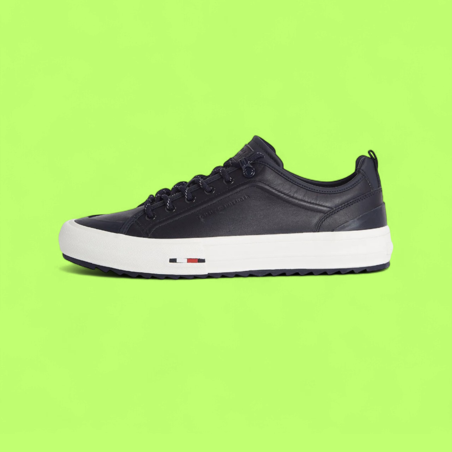 TOMMY HILFIGER CLEAT LOW MEN'S BLUE LEATHER CASUAL COURT SNEAKERS