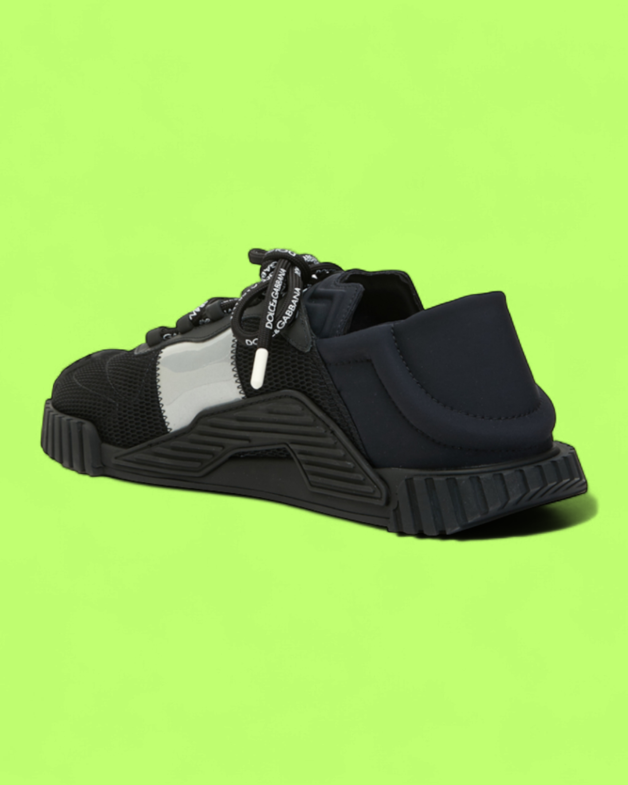 DOLCE & GABBANA BLACK NEOPRENE TECHNICAL LOW TOP SNEAKERS