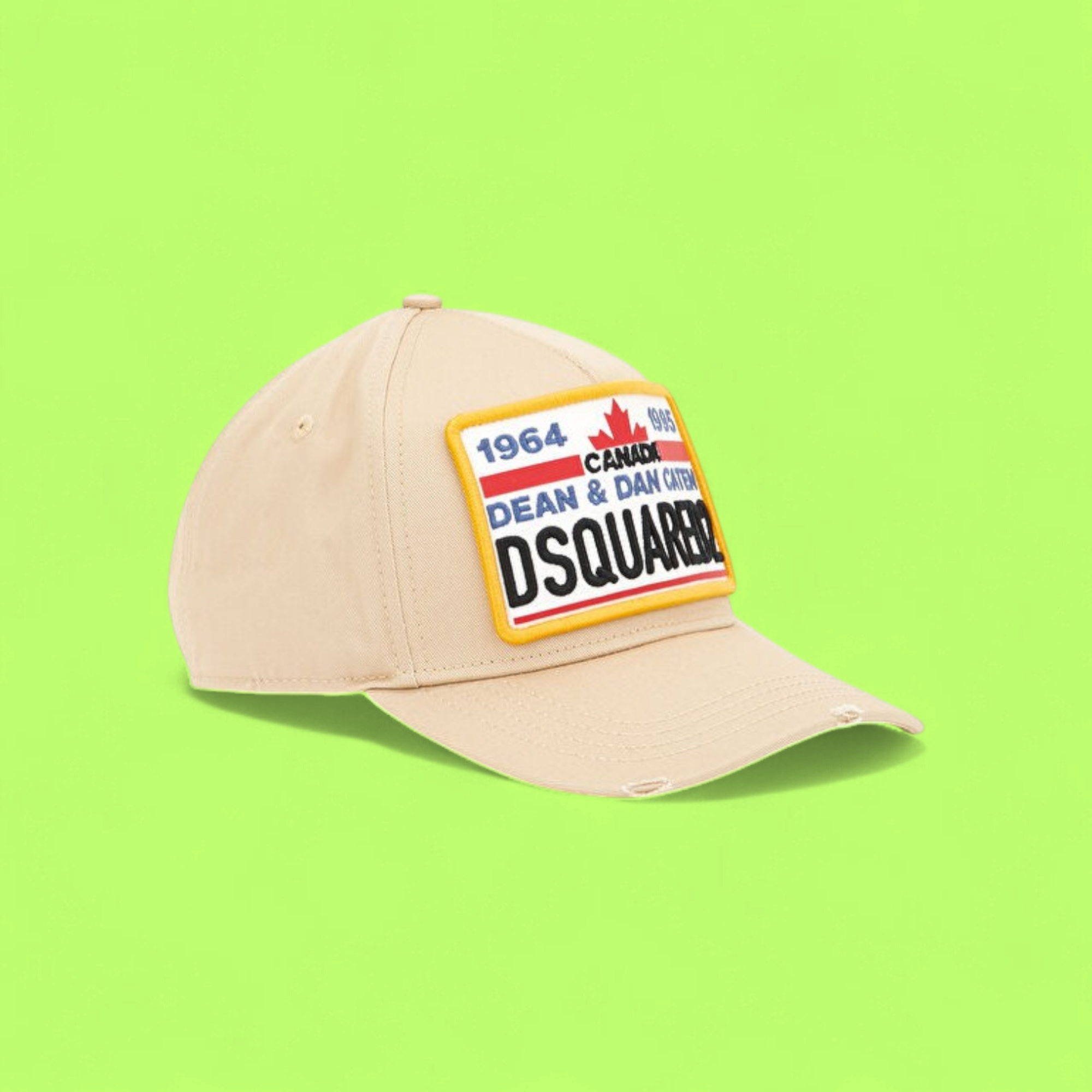 BEIGE CAP WITH CANADA FLAG INSPIRED COLORFUL PATCH CWCD