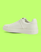 BALMAIN B-COMPOSITE WHITE LEATHER MINIMALIST PREMIUM LOW
