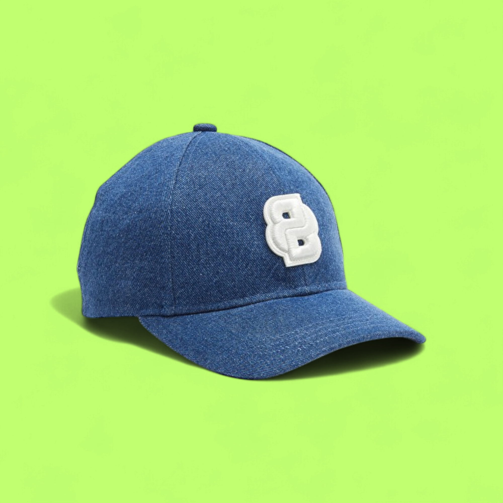 HUGO BOSS BLUE DENIM CAP WITH LARGE WHITE EMBOSSED B LOGO