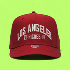 RED BASEBALL CAP WITH LOS ANGELES EMBROIDERY FRONT DESIGN