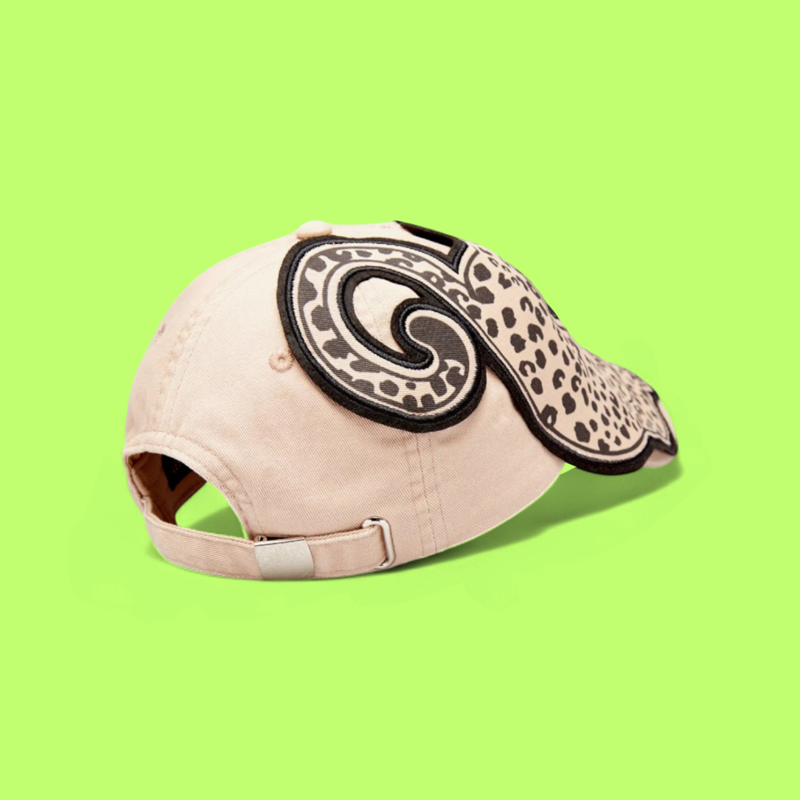 LES BENJAMINS BEIGE CAP WITH OVERSIZED JAGUAR PATCH DESIGN