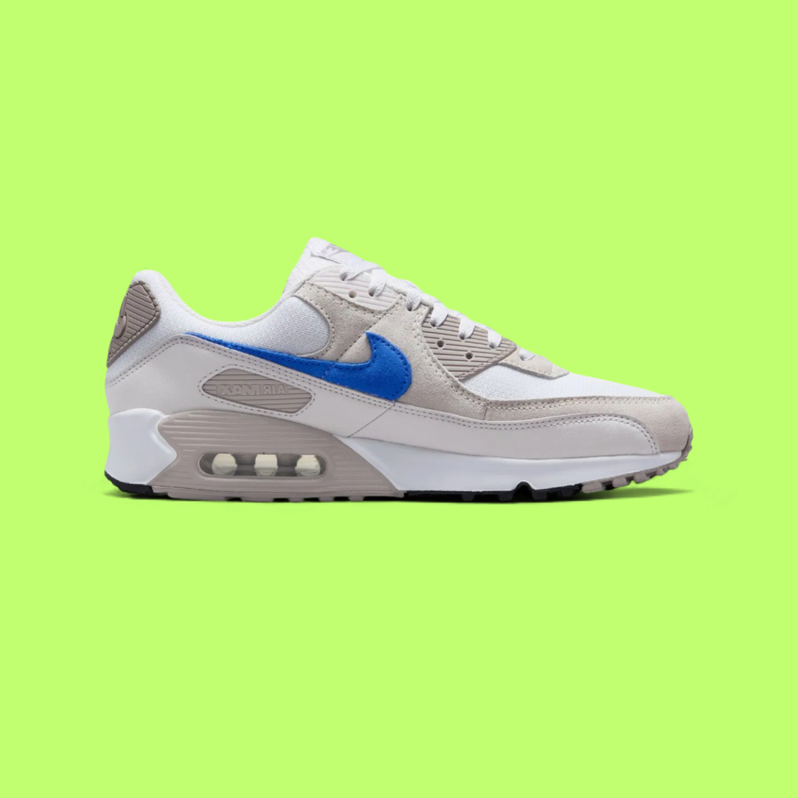 NIKE AIR MAX 90 MEN'S WHITE LEATHER RETRO RUNNING STYLE SNEAKERS