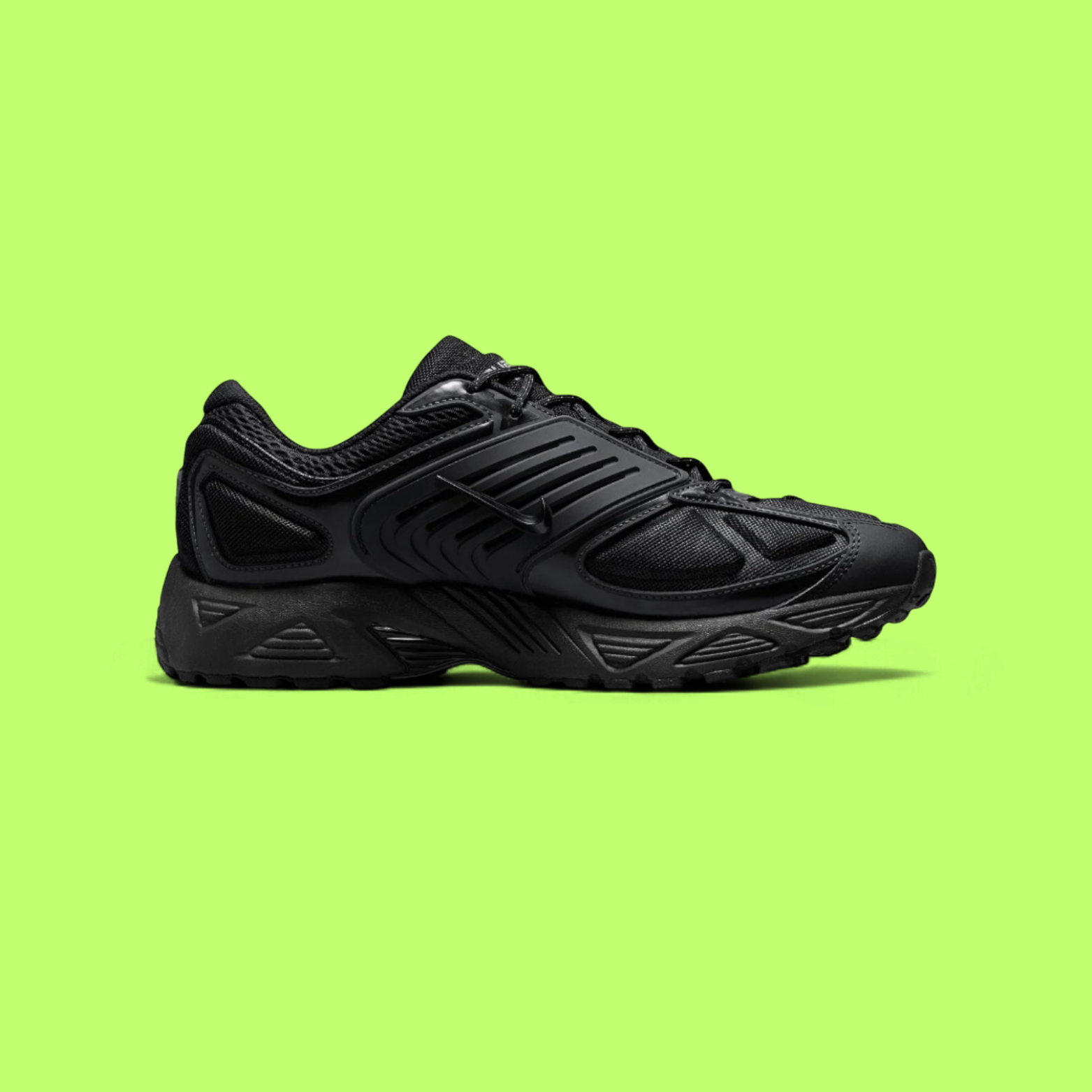 NIKE AIR PEGASUS WAVE MEN'S BLACK MESH AND LEATHER RUNNING SHOES