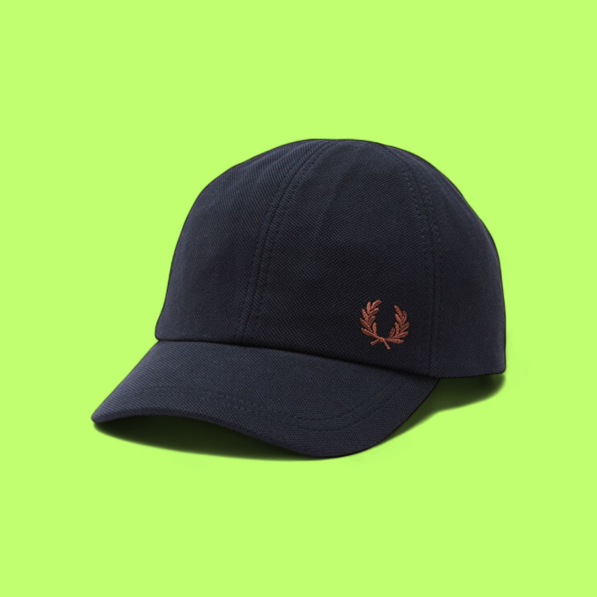 DARK NAVY COTTON BASEBALL CAP WITH EMBROIDERED LAUREL