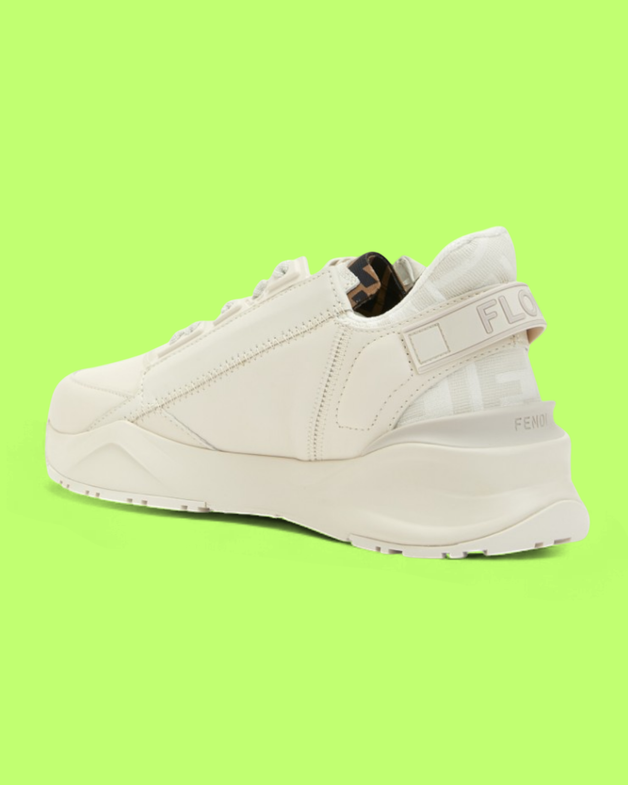 FENDI WHITE TECHNICAL SNEAKER WITH EMBOSSED FF LOGO DESIGN