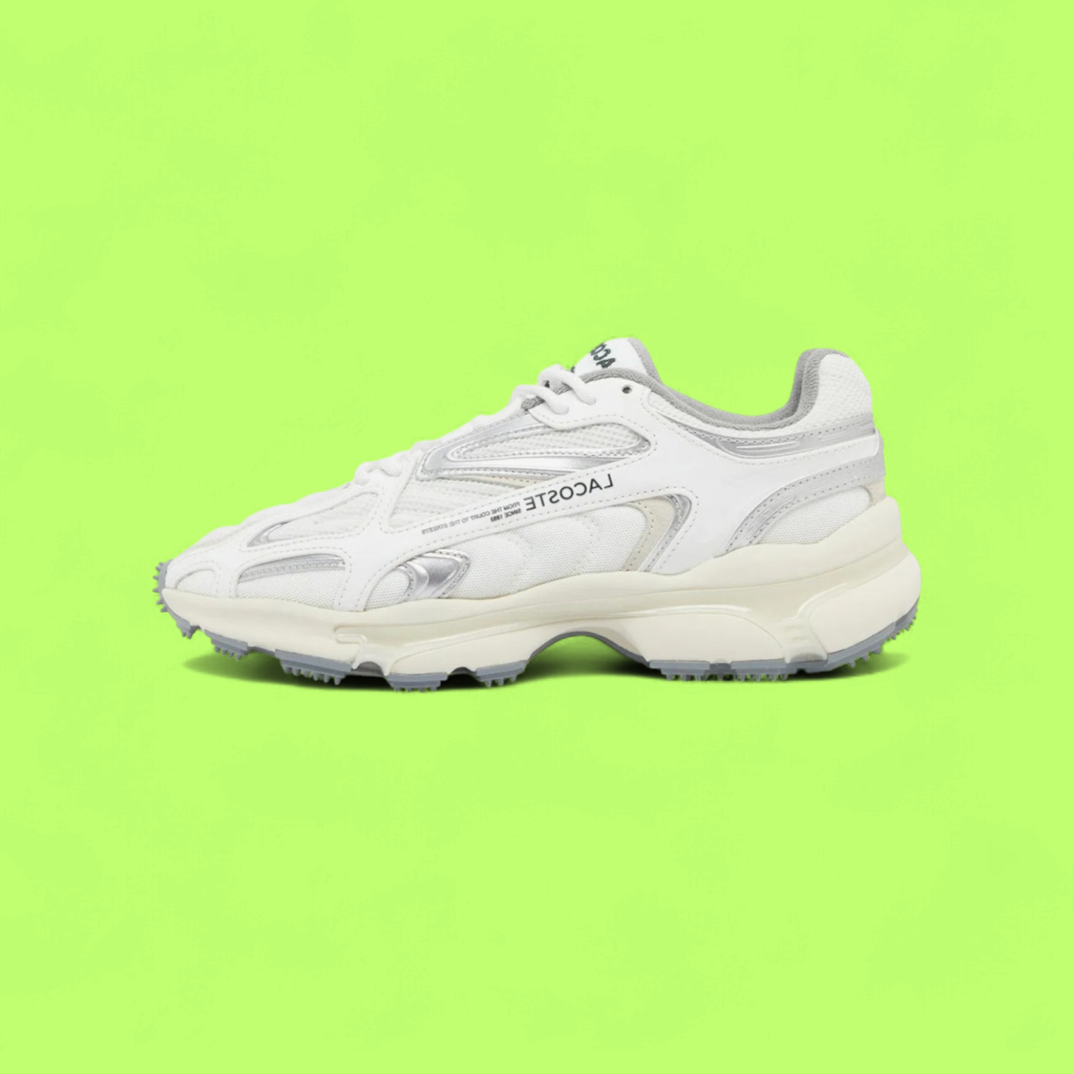 LACOSTE L003 2K24 MEN'S WHITE GREY MESH AND LEATHER CASUAL SNEAKERS