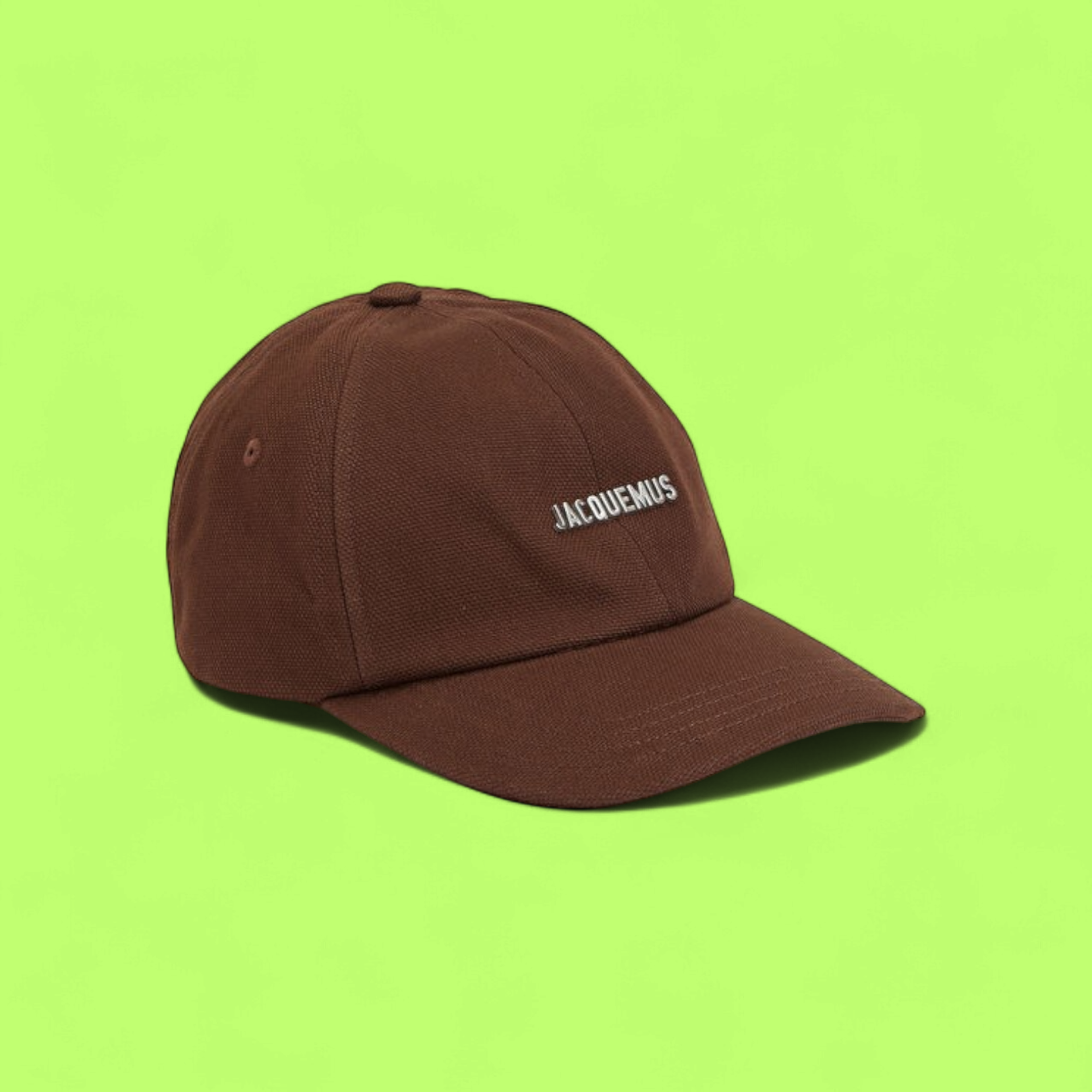 JACQUEMUS BROWN COTTON CAP WITH WHITE LOGO EMBROIDERY