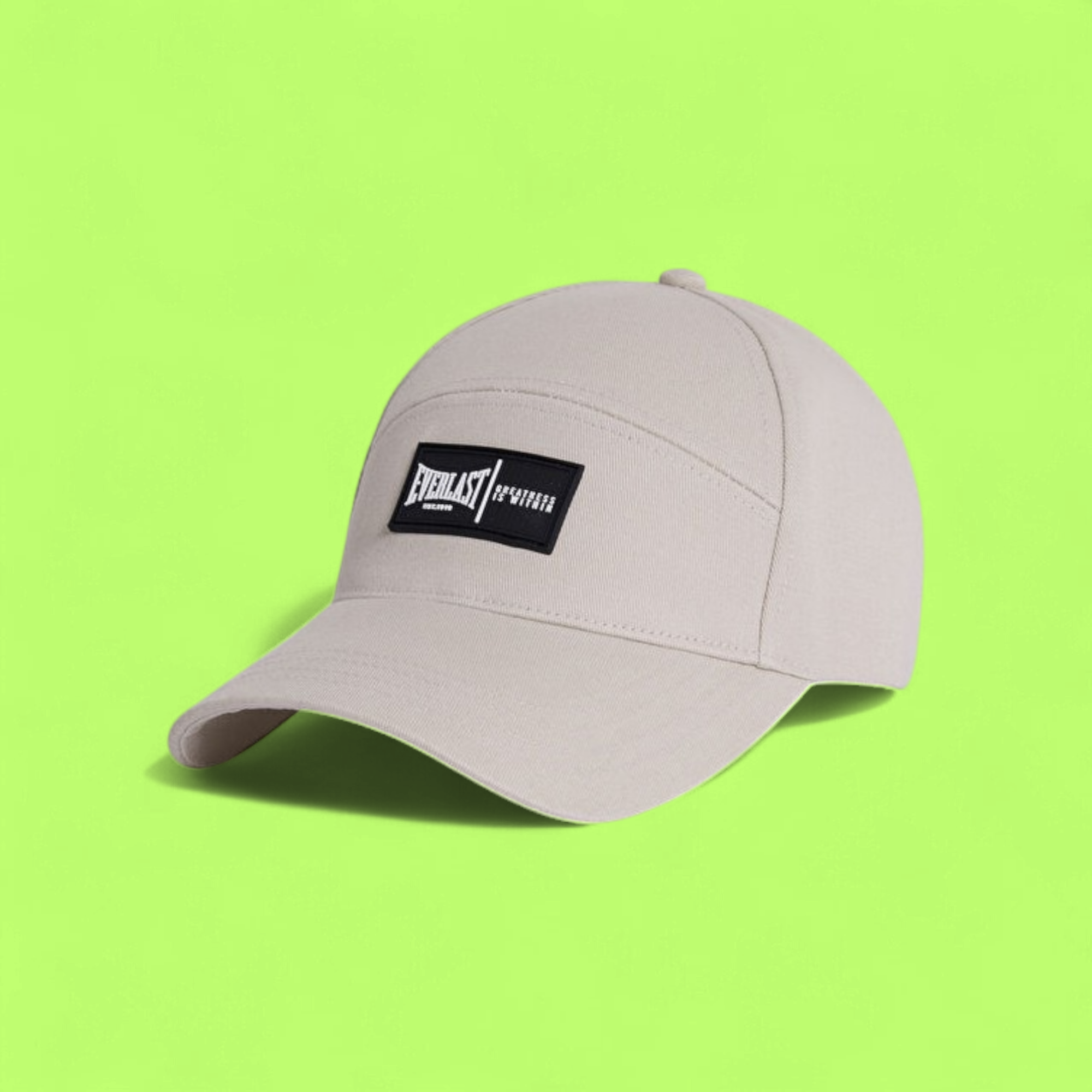 BEIGE CAP WITH BLACK EVERLAST FRONT PATCH DETAIL ICON CWCD