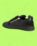 GIUSEPPE ZANOTTI BLACK LEATHER LOW TOP SNEAKERS WITH ZIP
