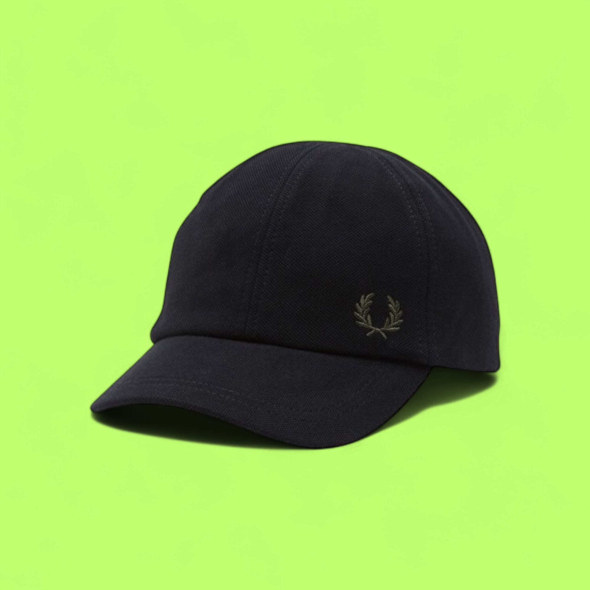BLACK COTTON BASEBALL CAP WITH EMBROIDERED LAUREL WREATH
