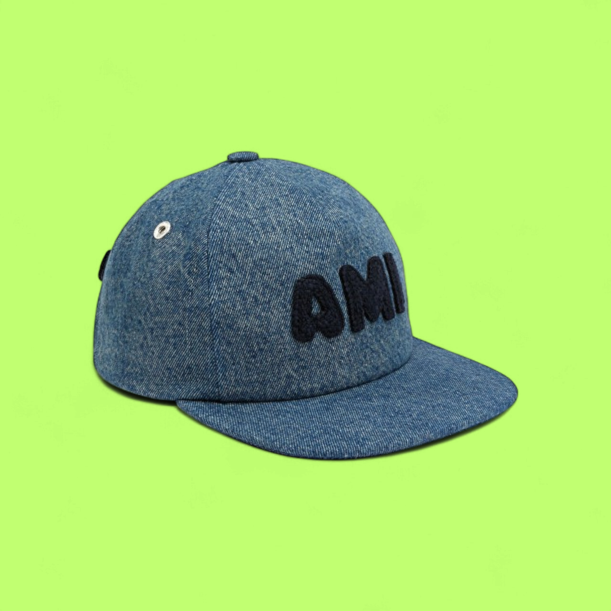 AMI PARIS BLUE DENIM BASEBALL CAP WITH BOLD BLACK AMI LETTER
