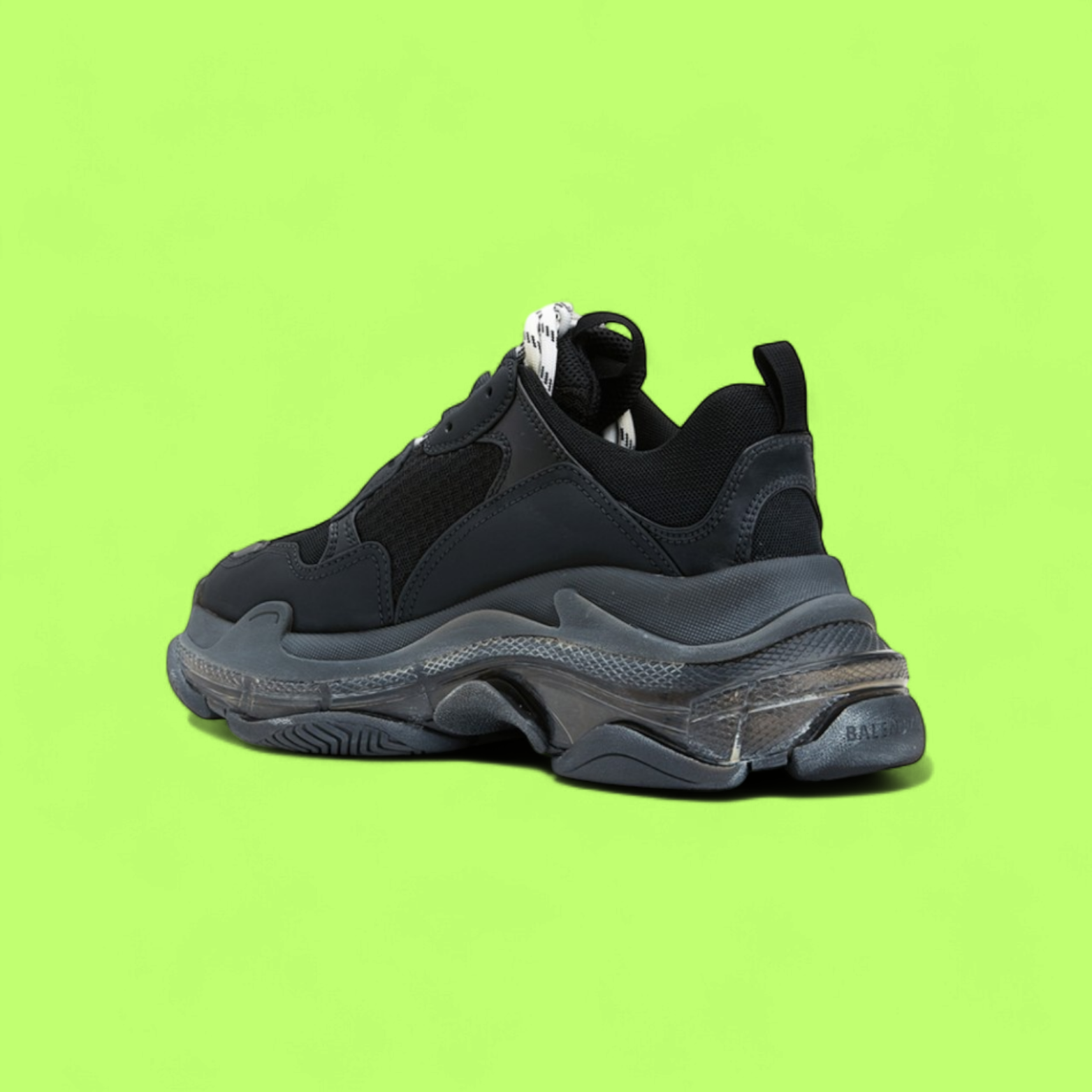 BALENCIAGA TRIPLE S BLACK GREY CHUNKY SNEAKERS WITH DETAIL