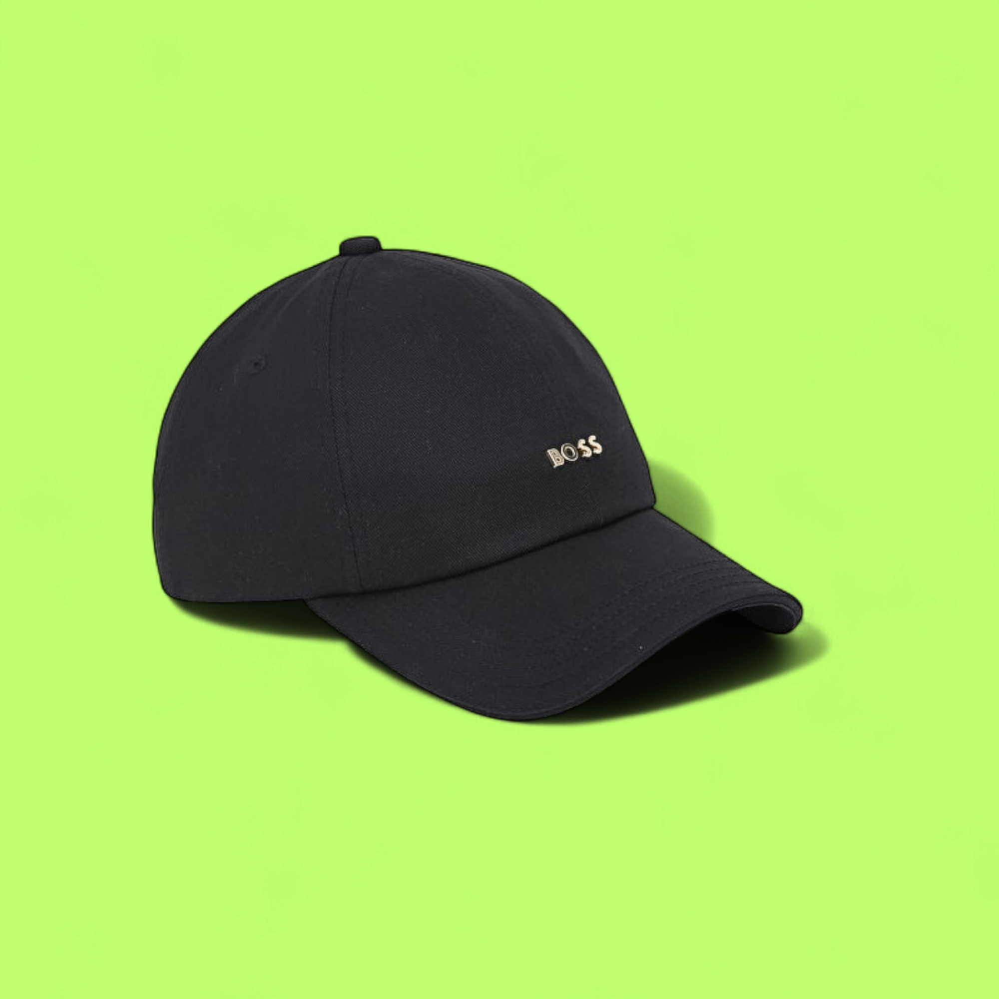 HUGO BOSS BLACK CAP WITH SMALL SILVER METAL BOSS LOGO CWCD