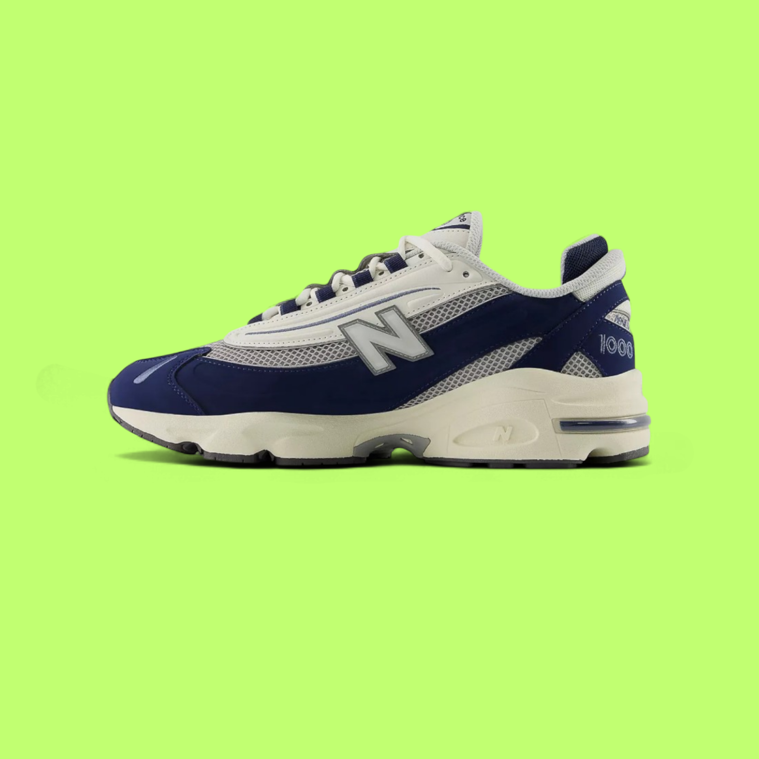 NEW BALANCE 1000 MEN'S NAVY BLUE MESH AND LEATHER RUNNING SHOES