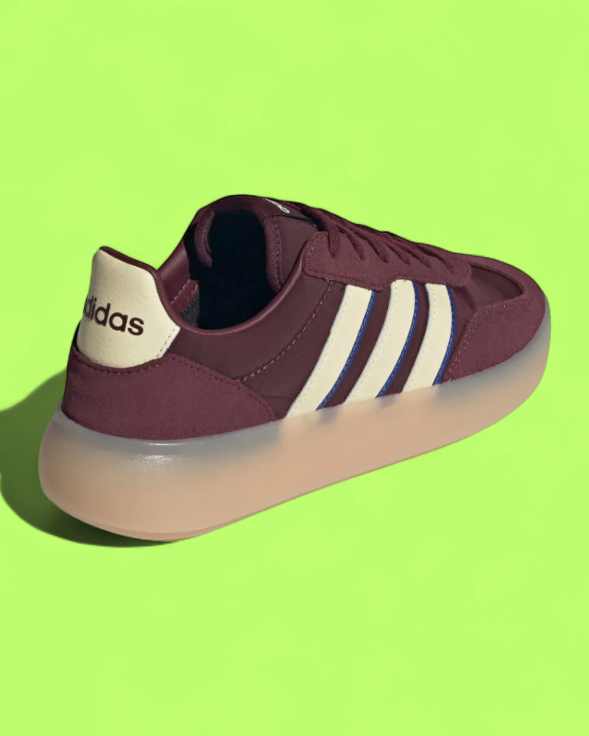 ADIDAS BARREDA BURGUNDY SUEDE WHITE STRIPES GUM MIDSOLE CWCD