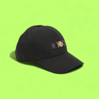 BLACK VERSACE CAP WITH GOLD MEDUSA EMBLEM DETAIL ICON CWCD