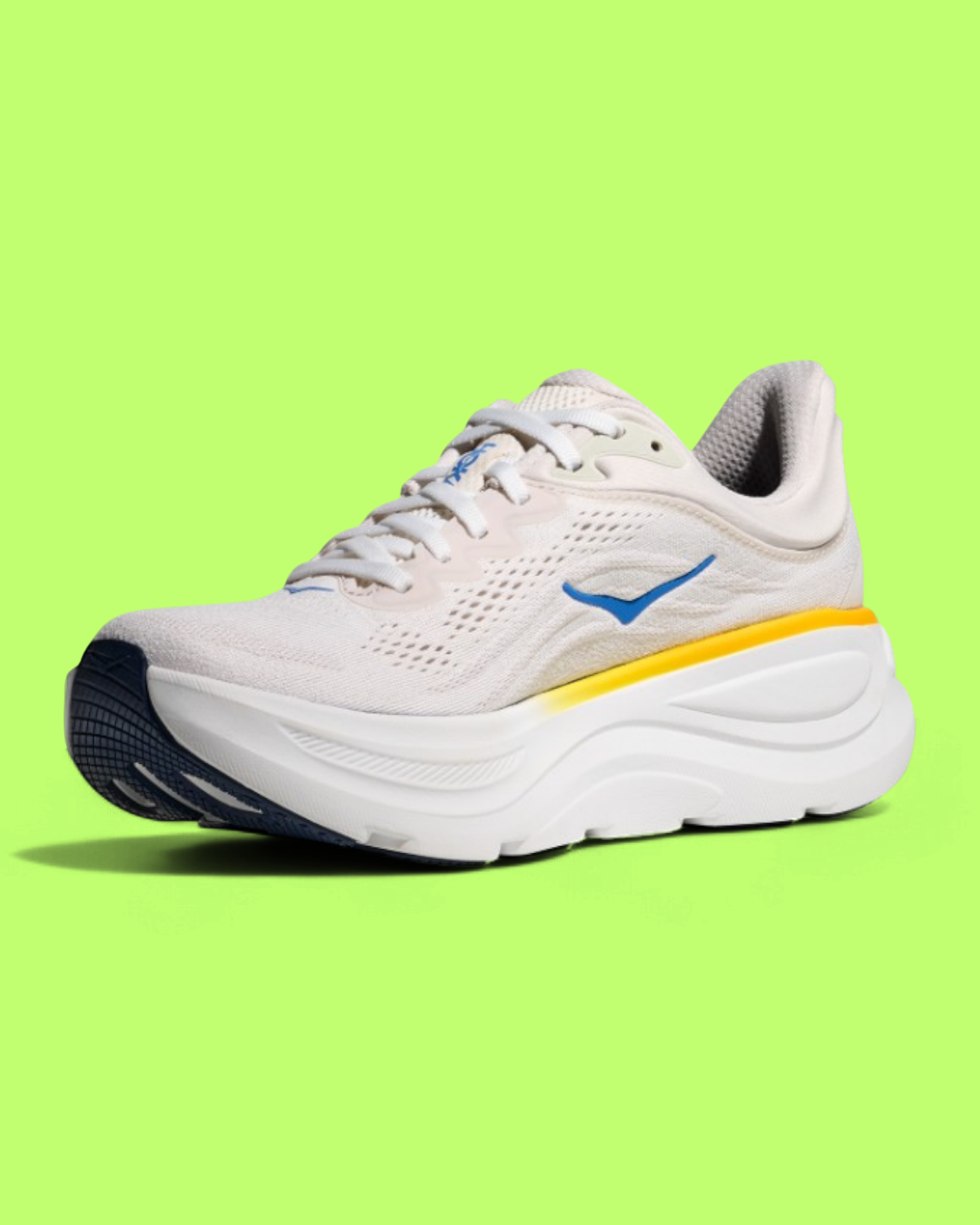 HOKA WHITE YELLOW CUSHION RUNNING PERFORMANCE SNEAKER
