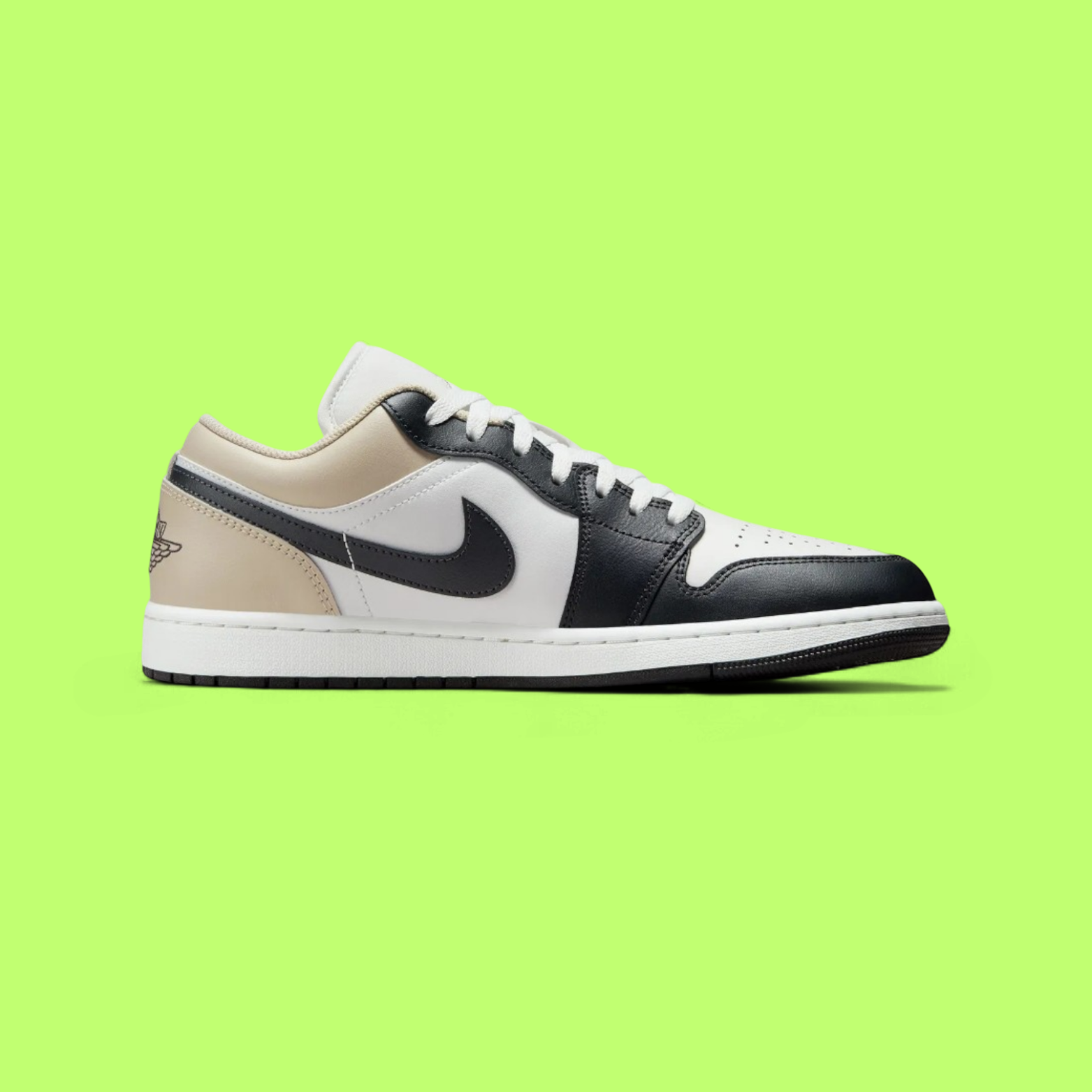 NIKE JORDAN AIR 1 LOW MEN'S WHITE LEATHER RETRO BASKETBALL SNEAKERS