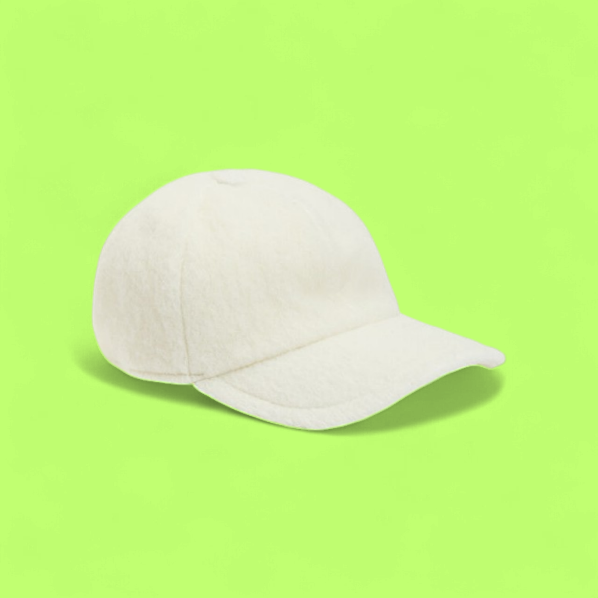 WHITE FELT BASEBALL CAP MINIMAL STYLE WINTER ESSENTIAL