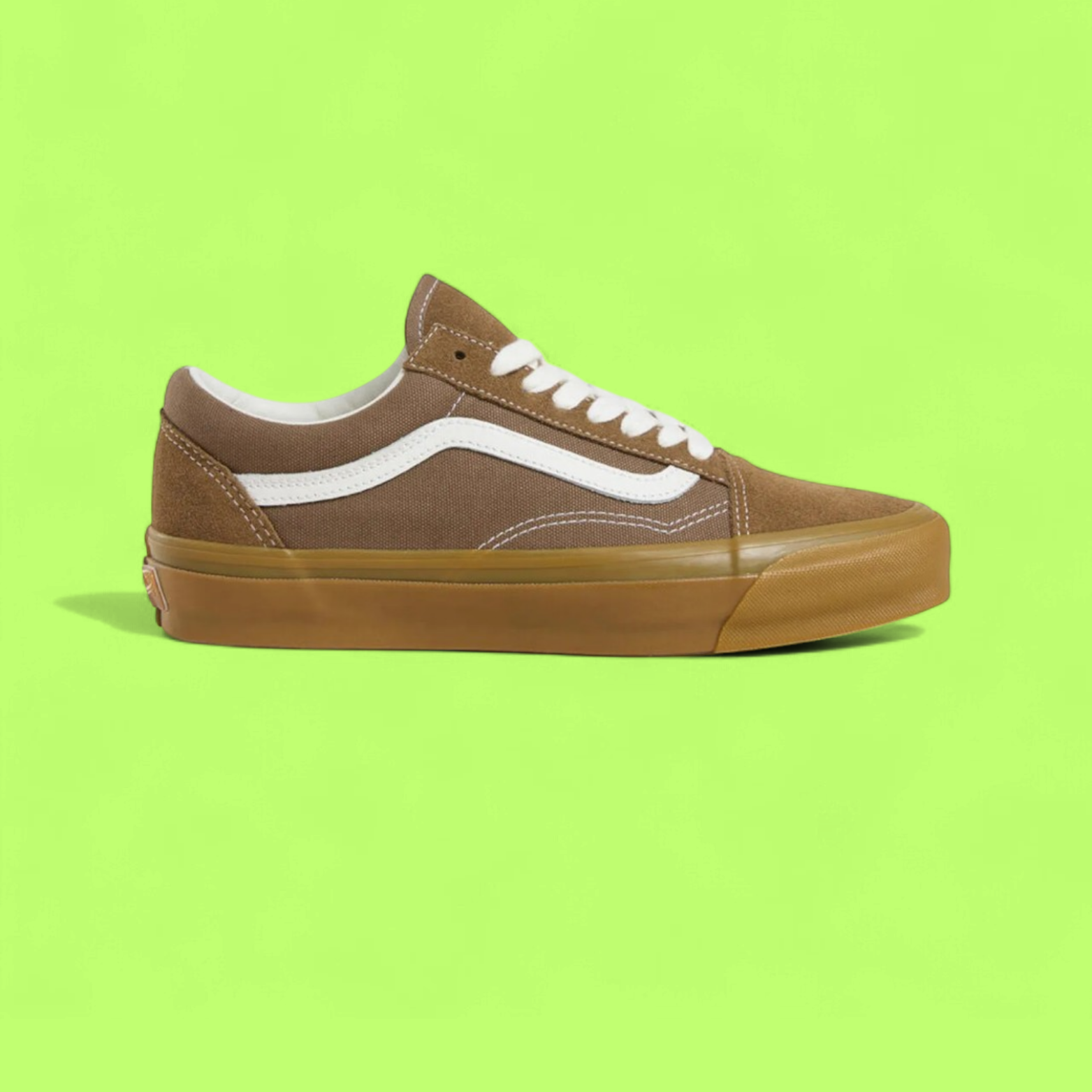 VANS OLD SKOOL BROWN CANVAS WHITE STRIPE GUM SOLE STYLE CWCD
