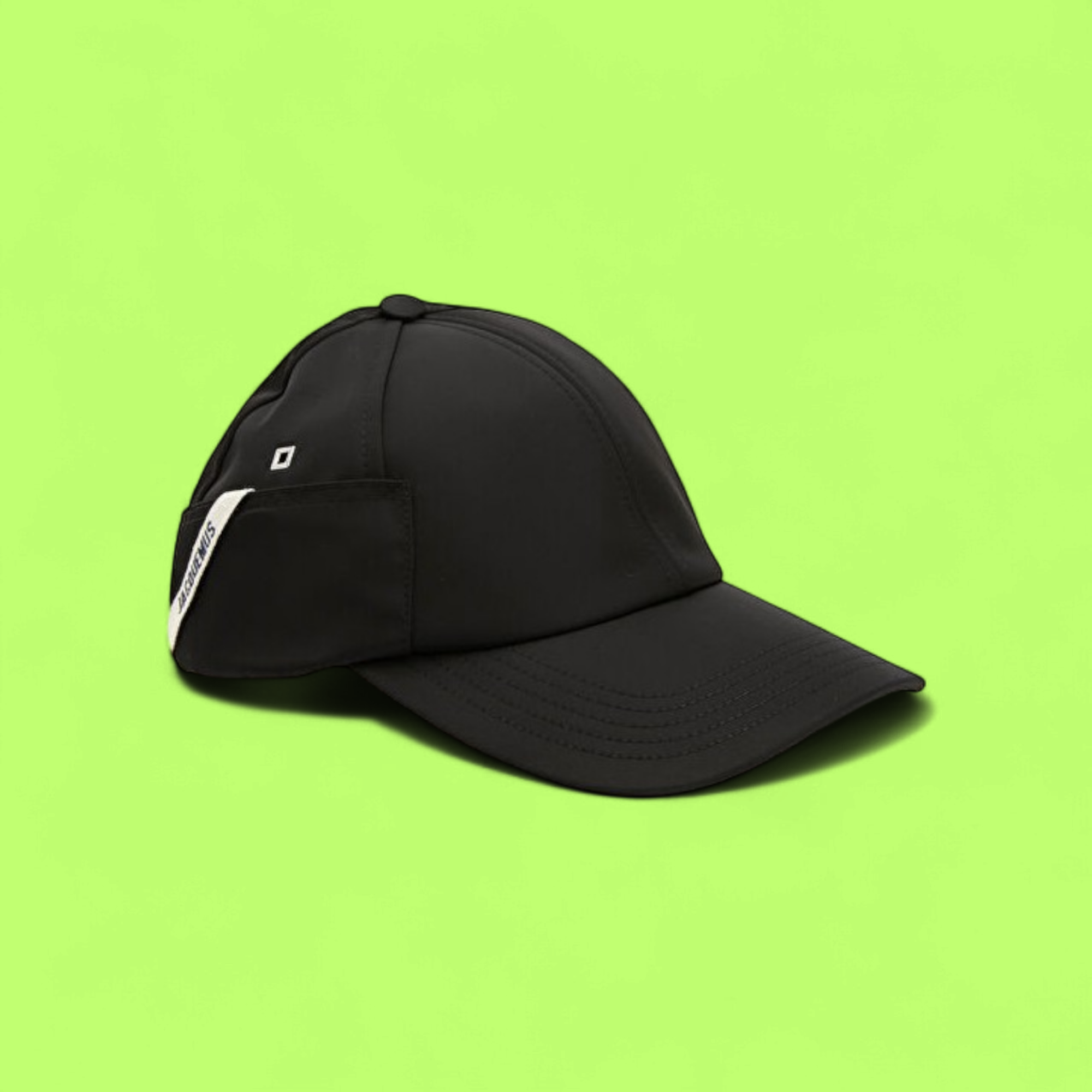 JACQUEMUS BLACK BASEBALL CAP WITH SIDE POCKET DETAIL CWCD