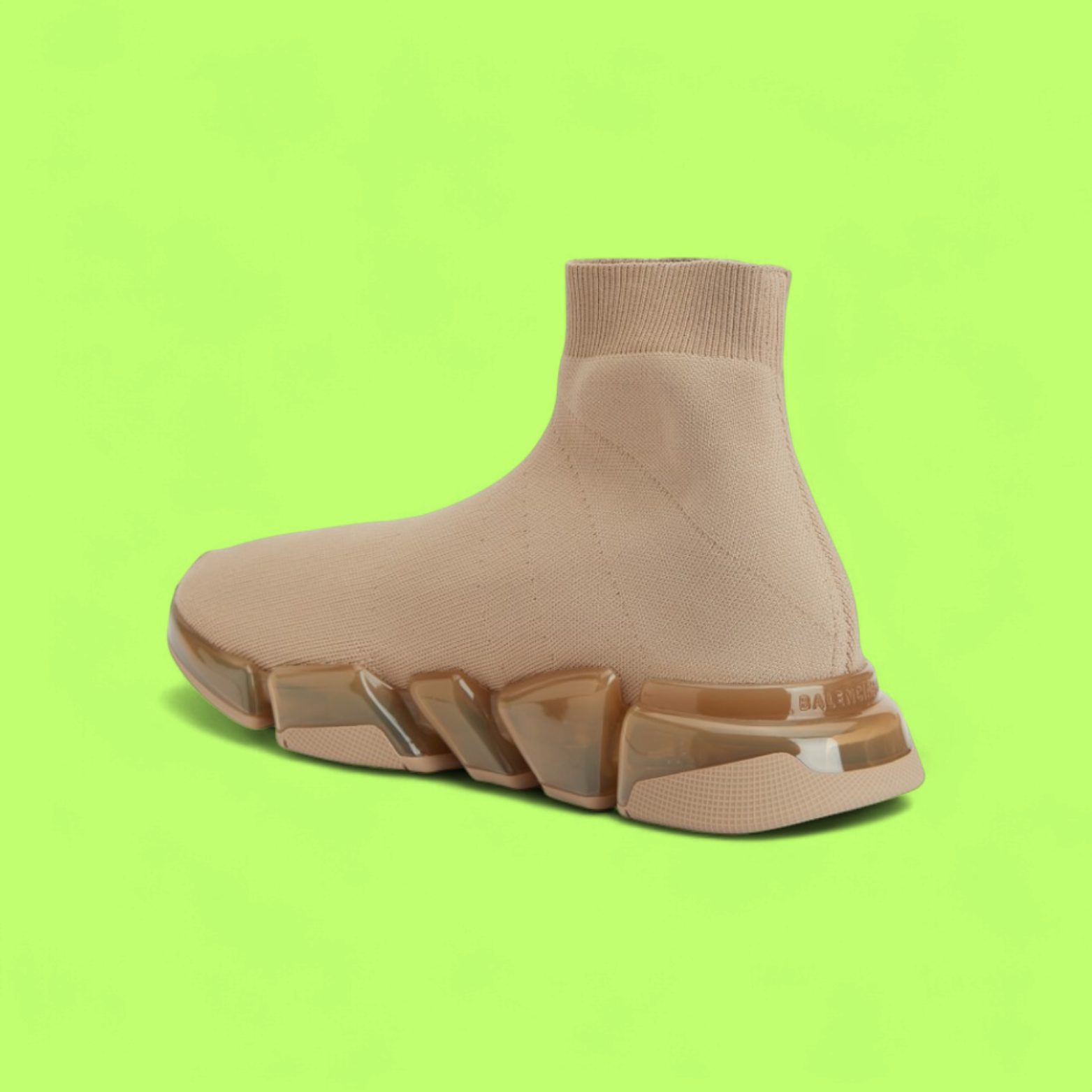 BALENCIAGA SPEED 2.0 BEIGE KNIT SNEAKERS WITH TRANSPARENT
